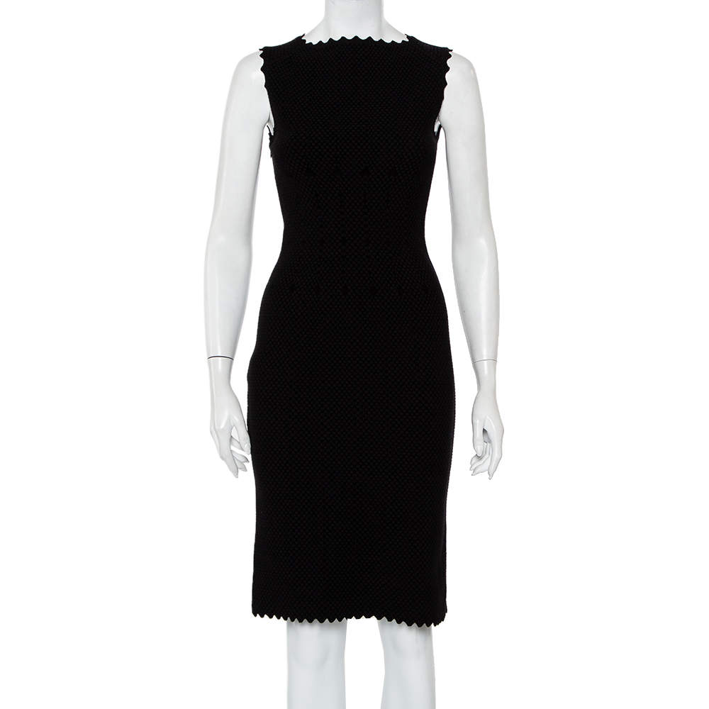 Pre Owned Alaia Black Jacquard Knit Sleeveless Midi Dress M