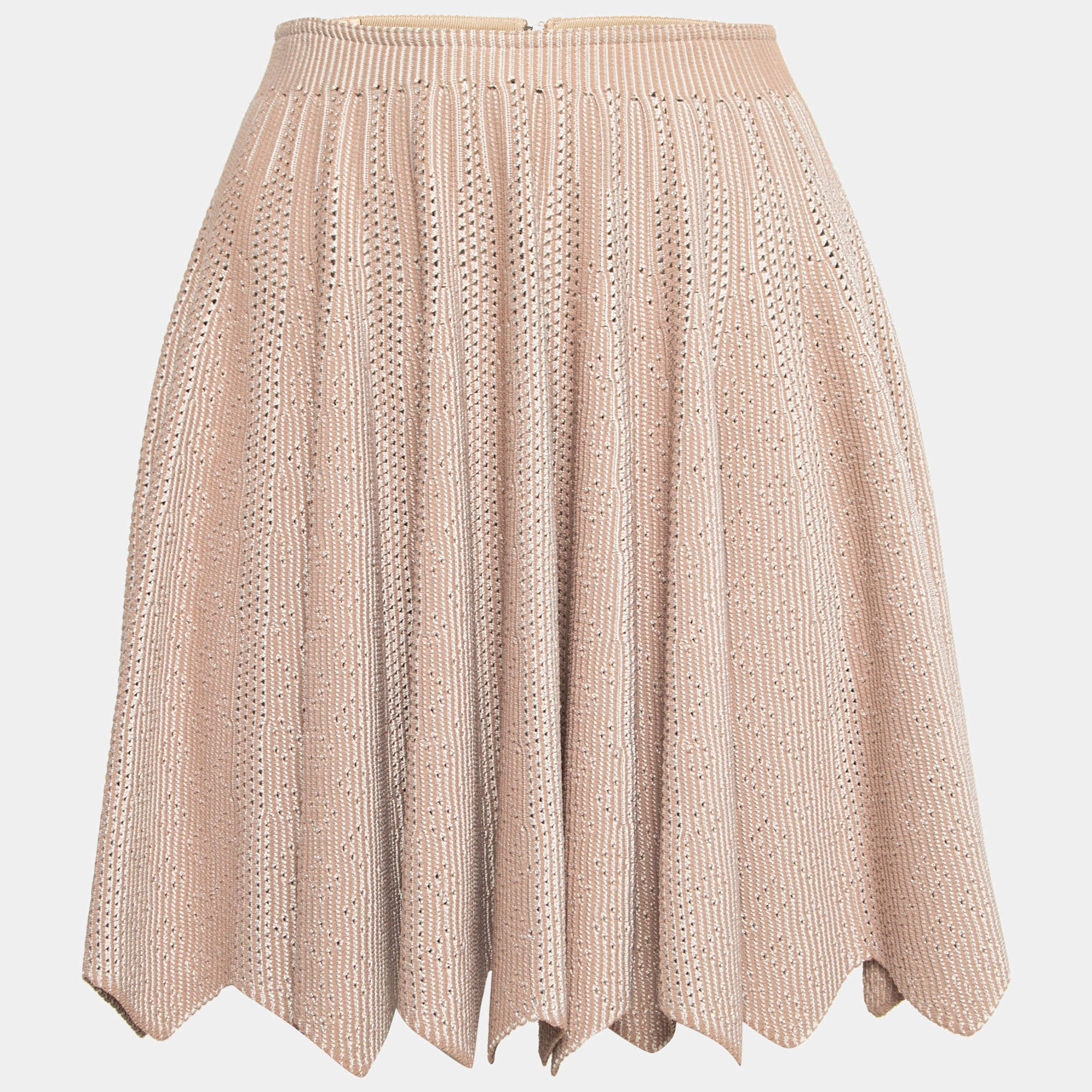 مملوكة مسبقًا Alaia Pink Perforated Knit Flared Short Skirt S