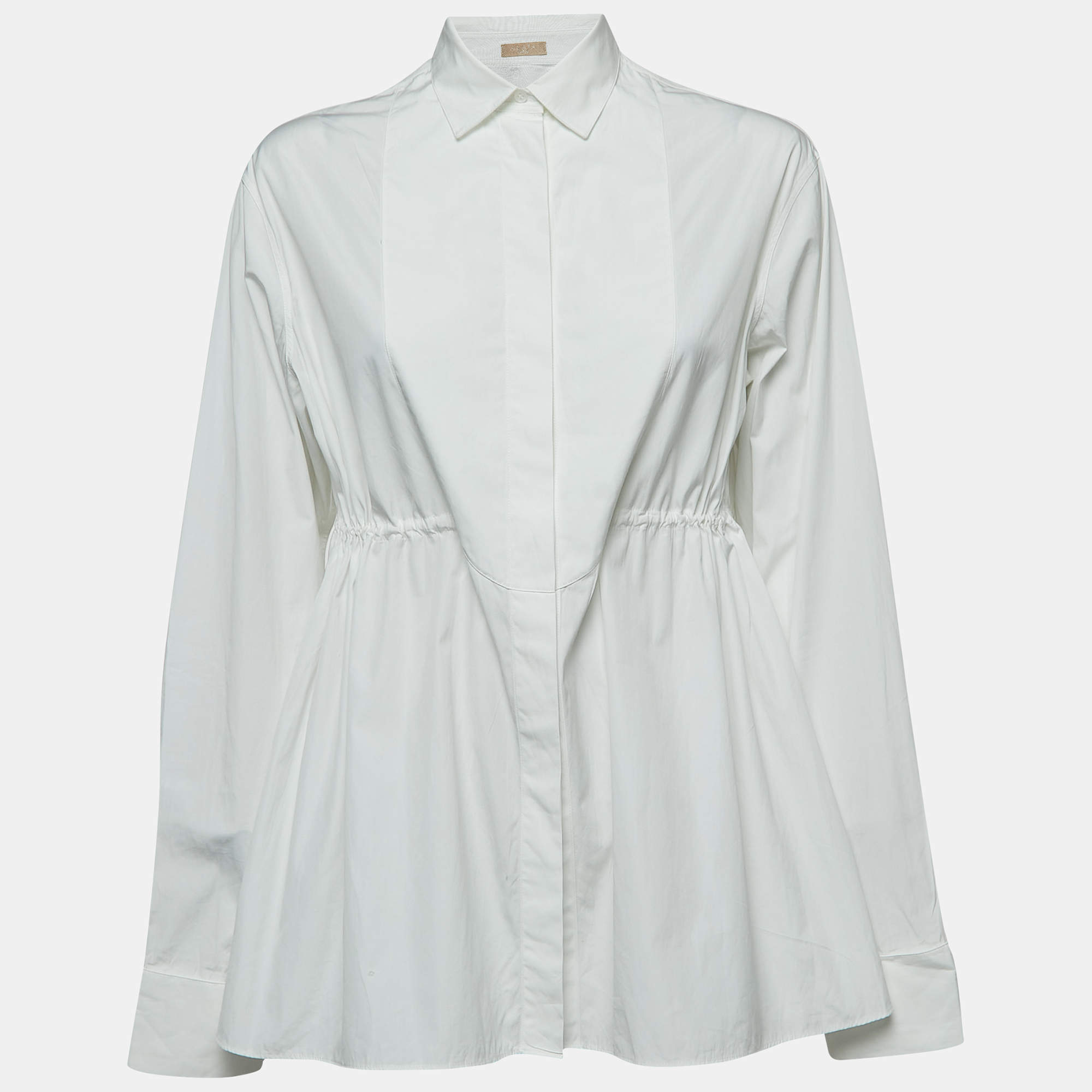 Pre Owned Alaia White Cotton Drawstring Detail Shirt L