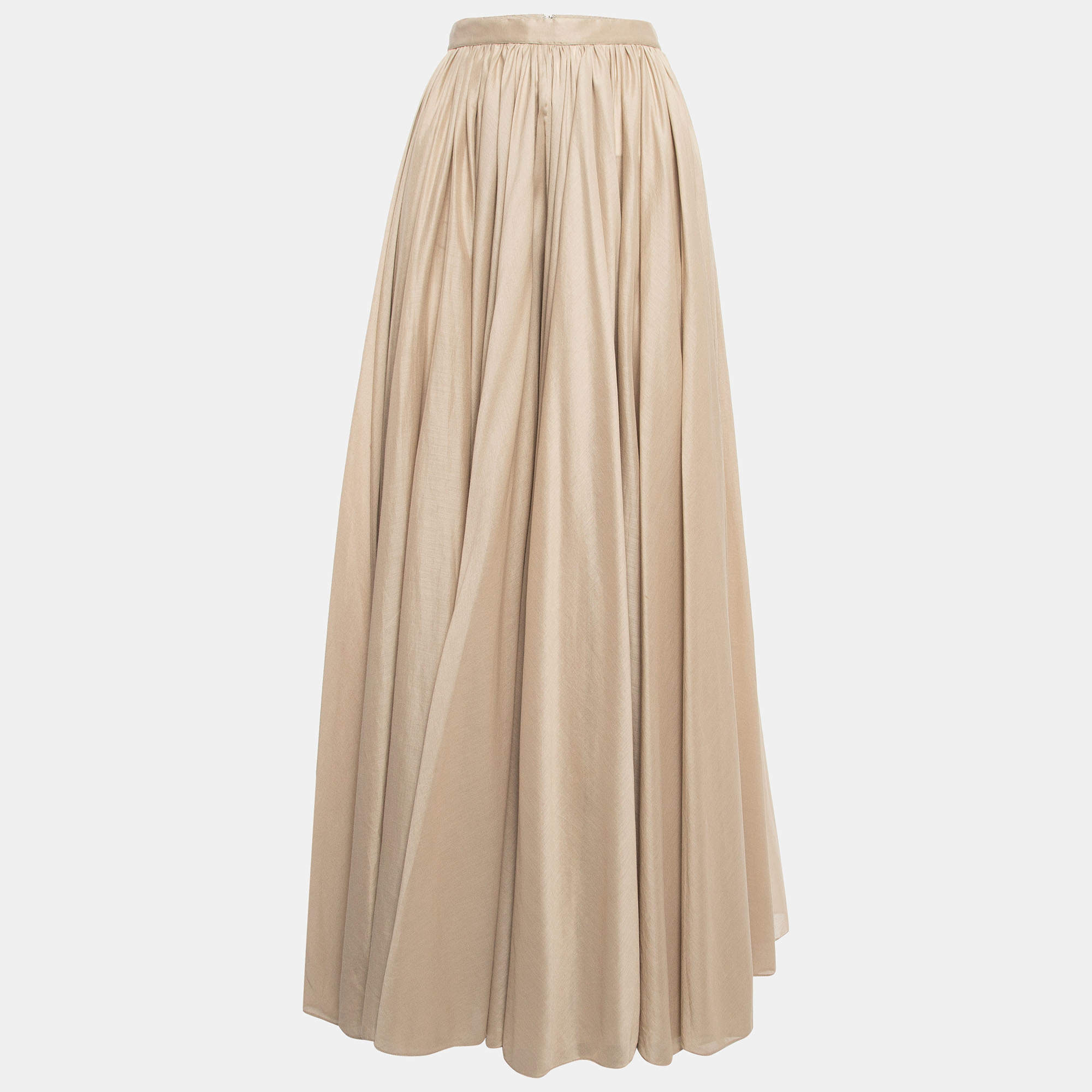 Pre Owned Alaia Brown Cotton Gathered Maxi Skirt S