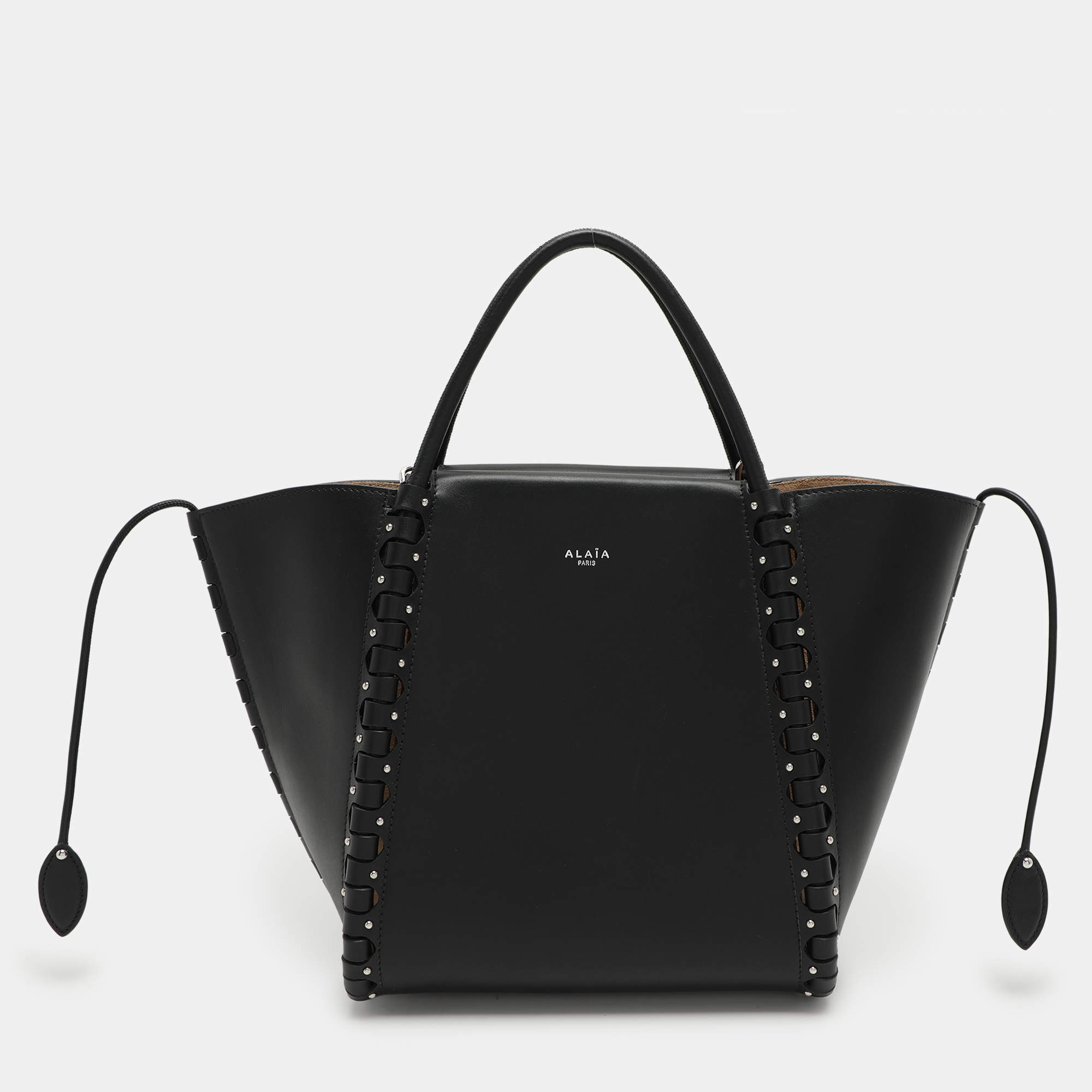 Alaia Black Leather Le Hinge Tote