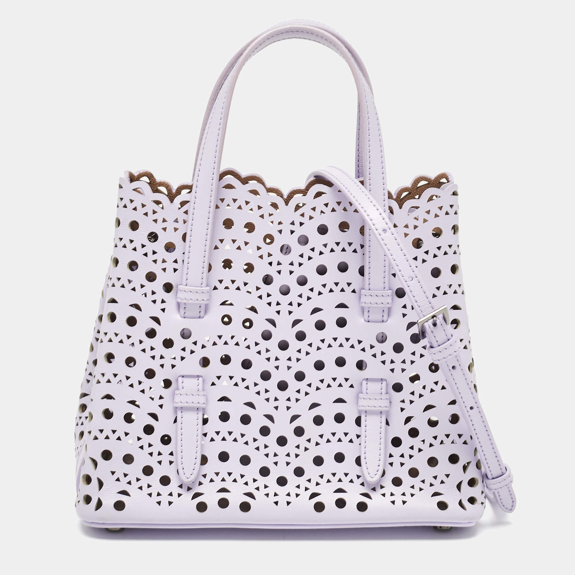 Pre Owned Alaia Lilac Laser Cut Leather Le Mina 20 Tote
