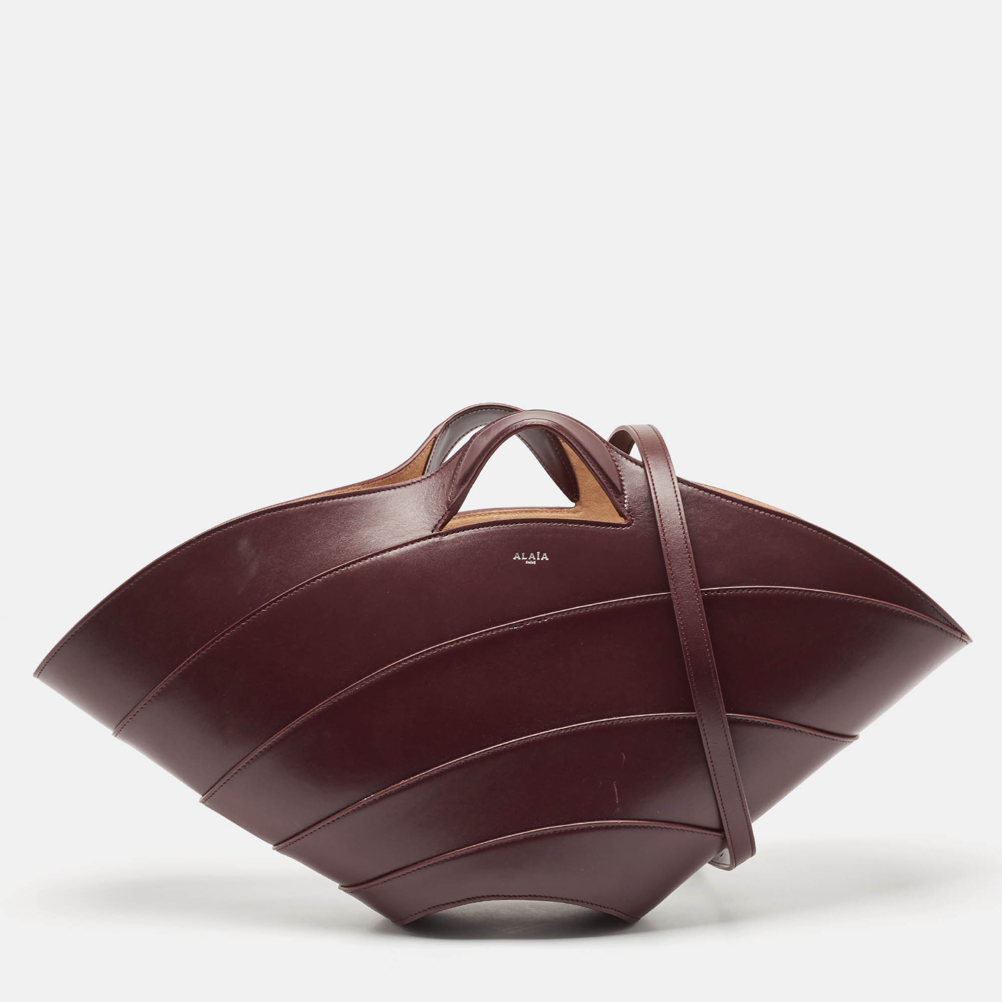 Alaia Burgundy Leather Large Khaima Tote