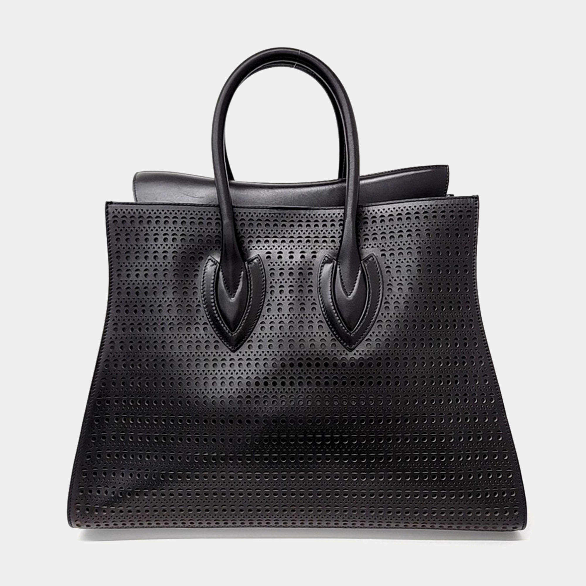 Alaia Black Leather Cidi Tote Bag