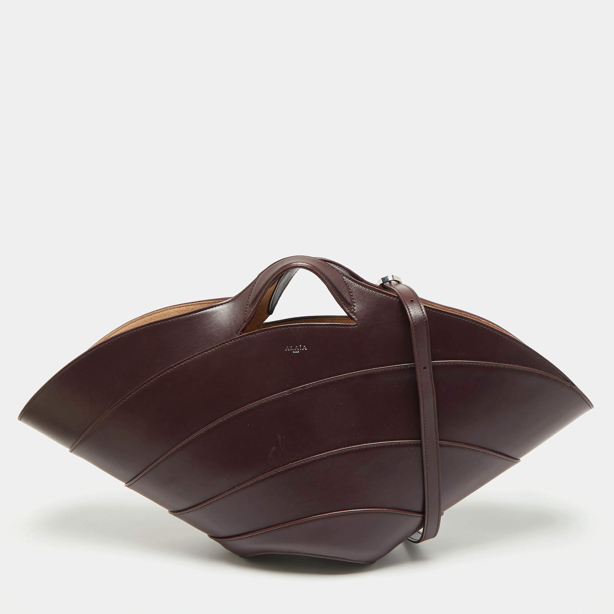 Pre Owned Alaia Burgundy Leather Large Khaima Tote