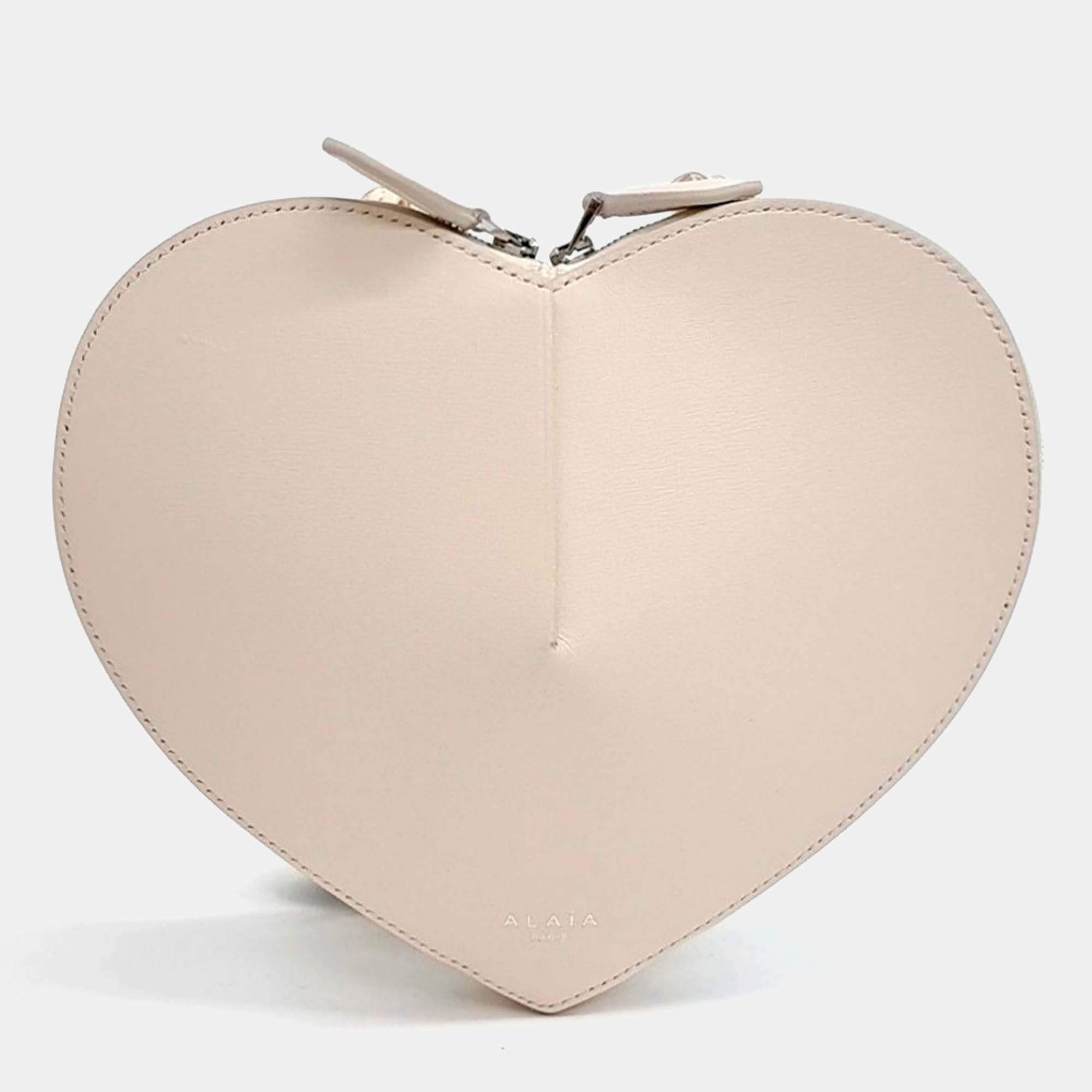 Pre Owned Alaia Beige Leather Heart Bag