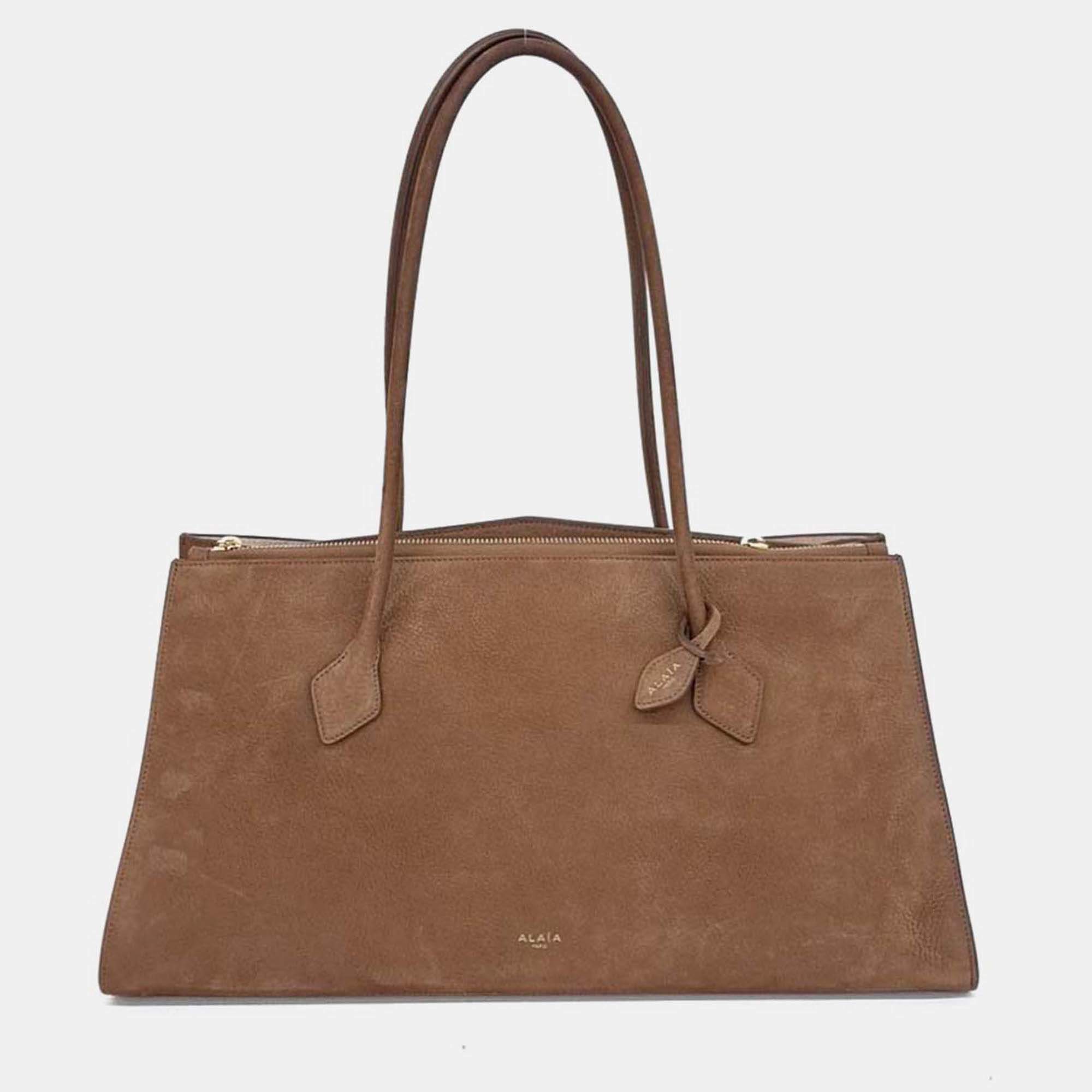 Pre Owned Alaia Brown Suede Le Tekel bag