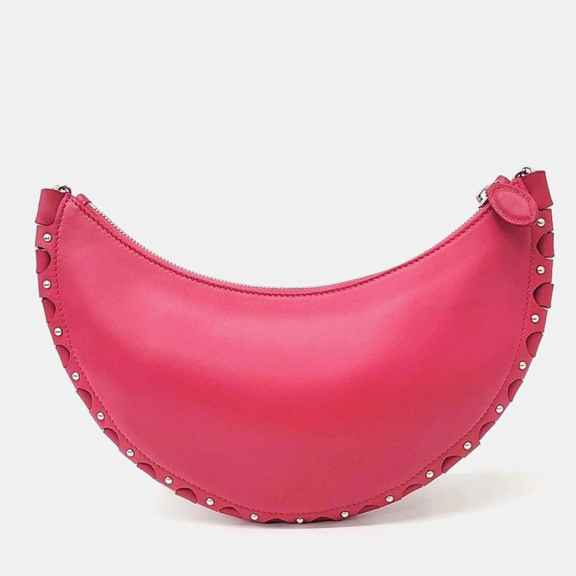 Pre Owned Alaia Pink Leather Demi Lune Shoulder Bag