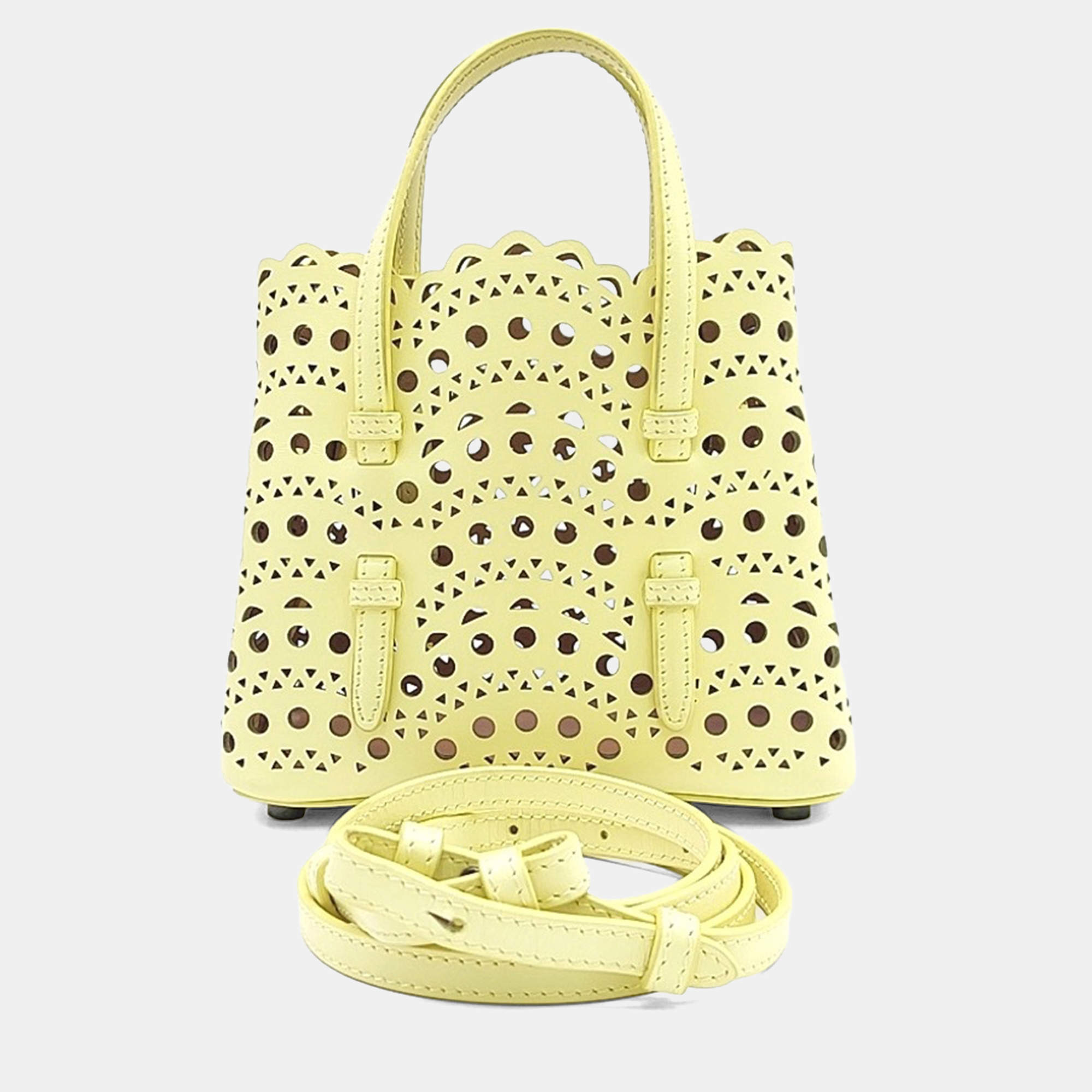 Pre Owned Alaia Yellow Leather Laser Cut Mina Bag