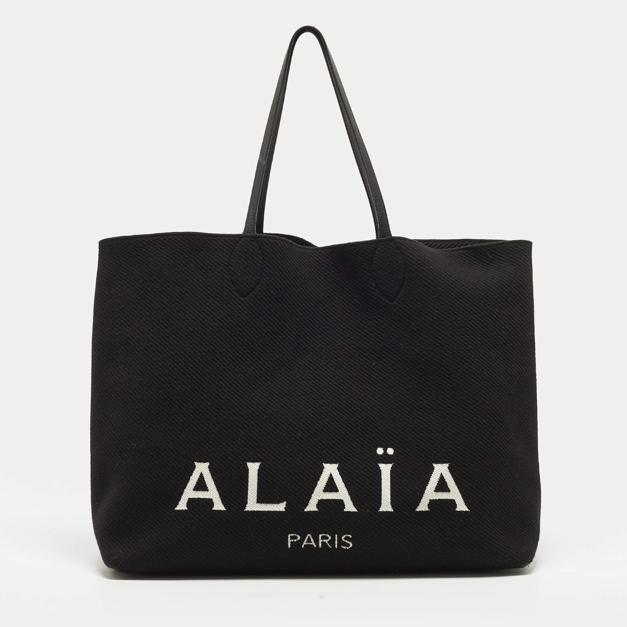 Pre Owned Alaia Black Logo Knitted Tote