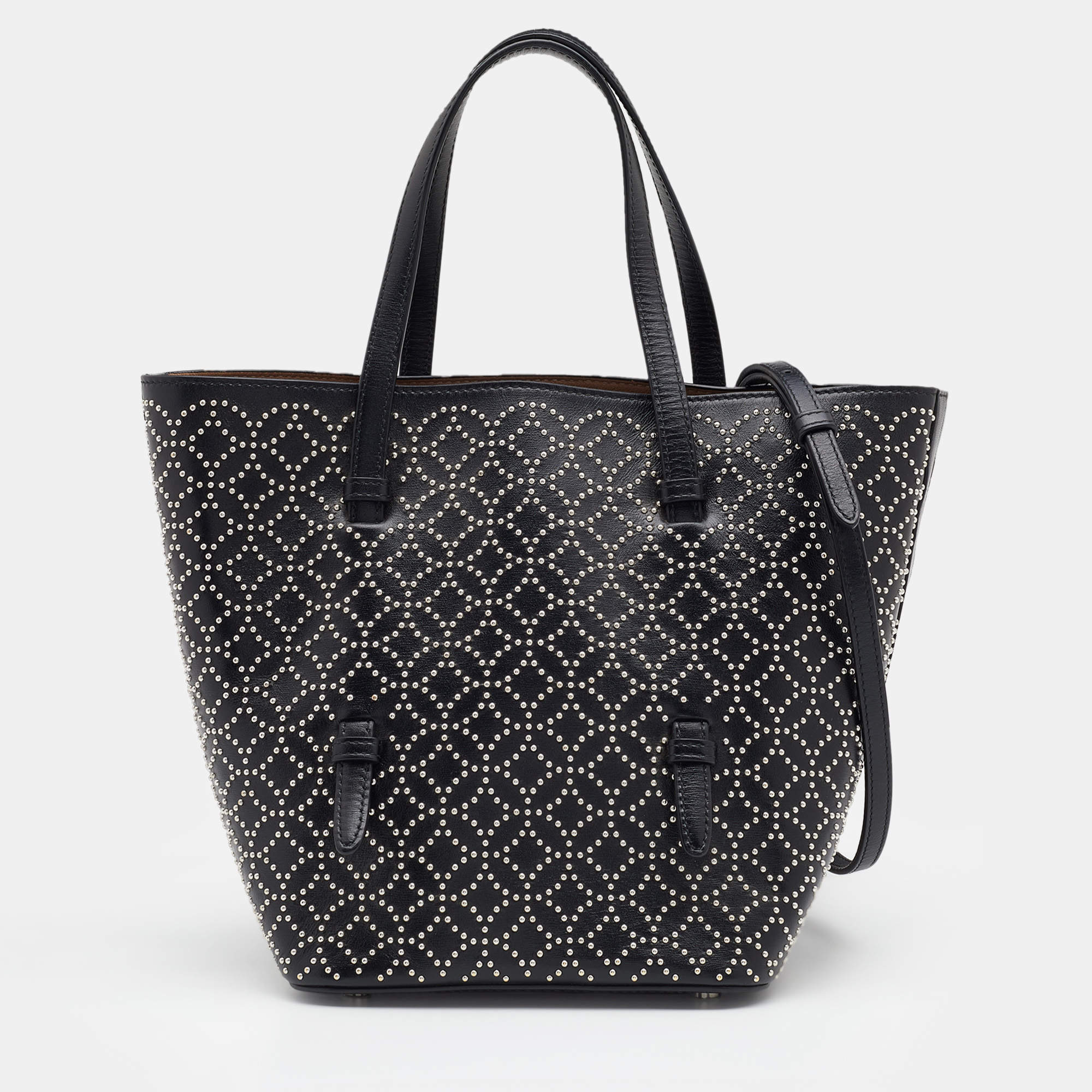 Pre Owned Alaia Black Leather Studded Tote