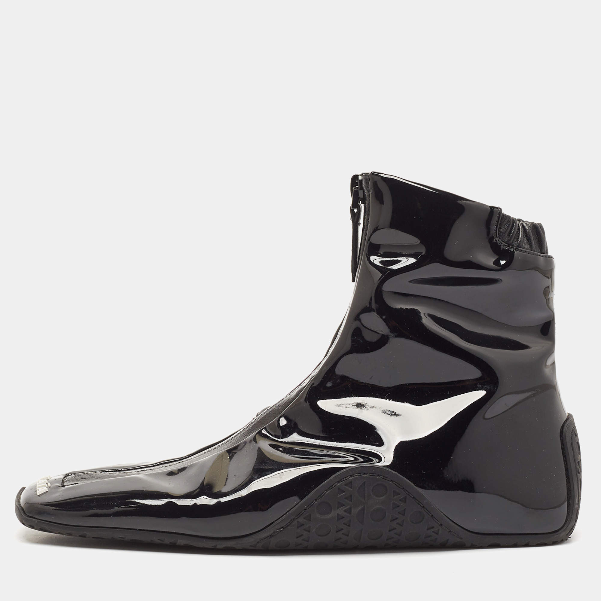 Pre Owned Alaia Black Patent Leather LA Trainers High Top Sneakers Size 38