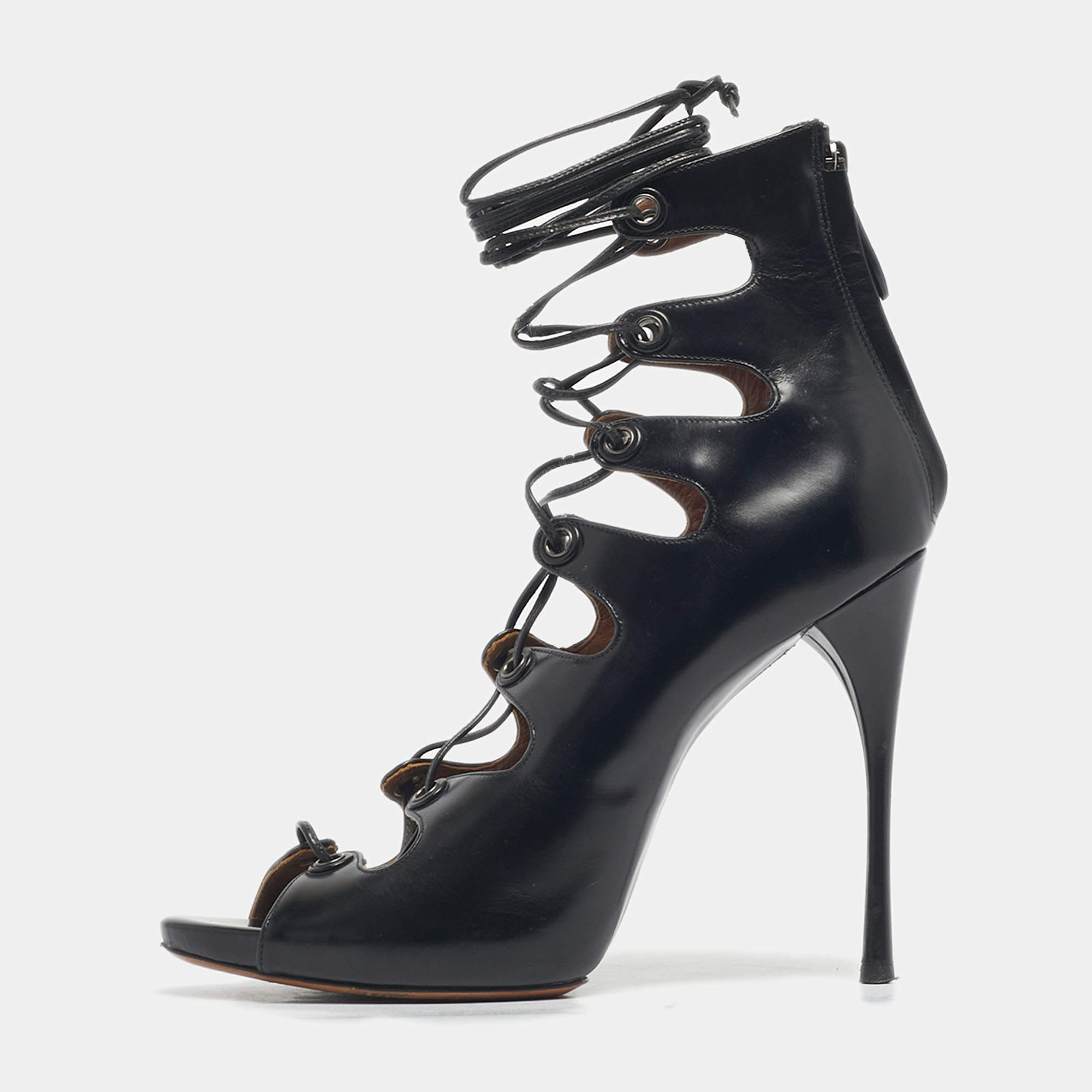 Pre Owned Alaia Black Leather Platform  Gladiator Sandals Size 39