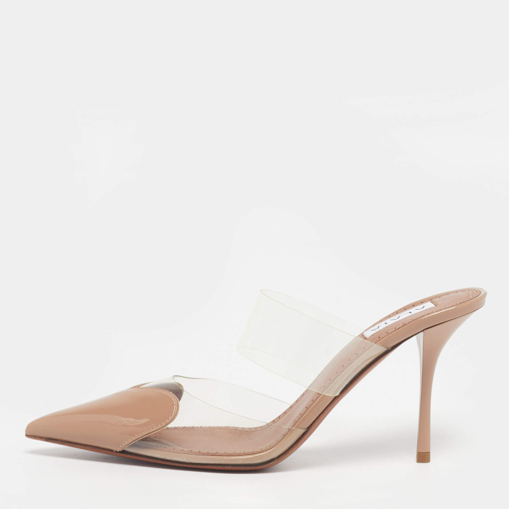 مملوكة مسبقًا Alaia le coeur Size 38.5 Two Tone Patent Leather and PVC Mules