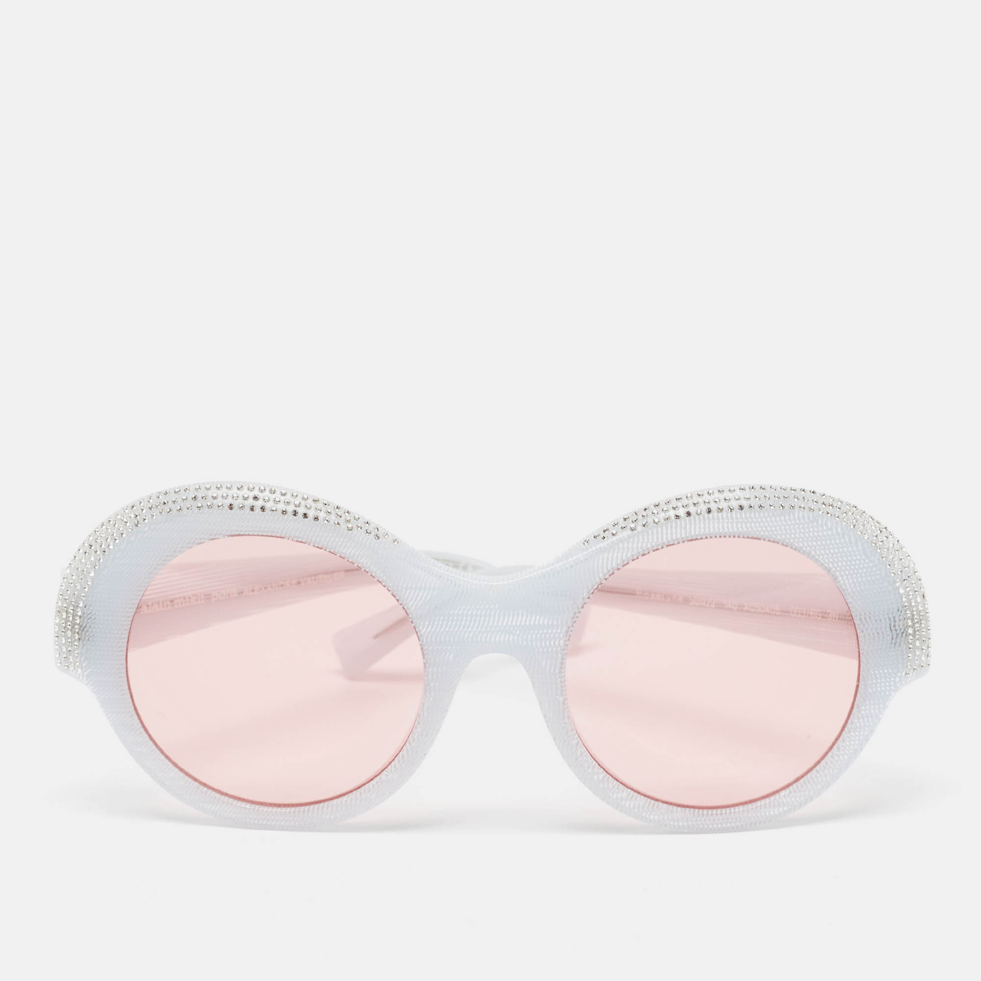 Alain Mikli x Alexandre Vauthier Light Blur/Pink Roselyn Crystals Round Sunglasses