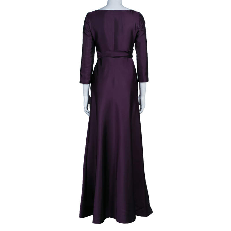 Alberta Ferretti long-sleeved satin wrap dress - Purple