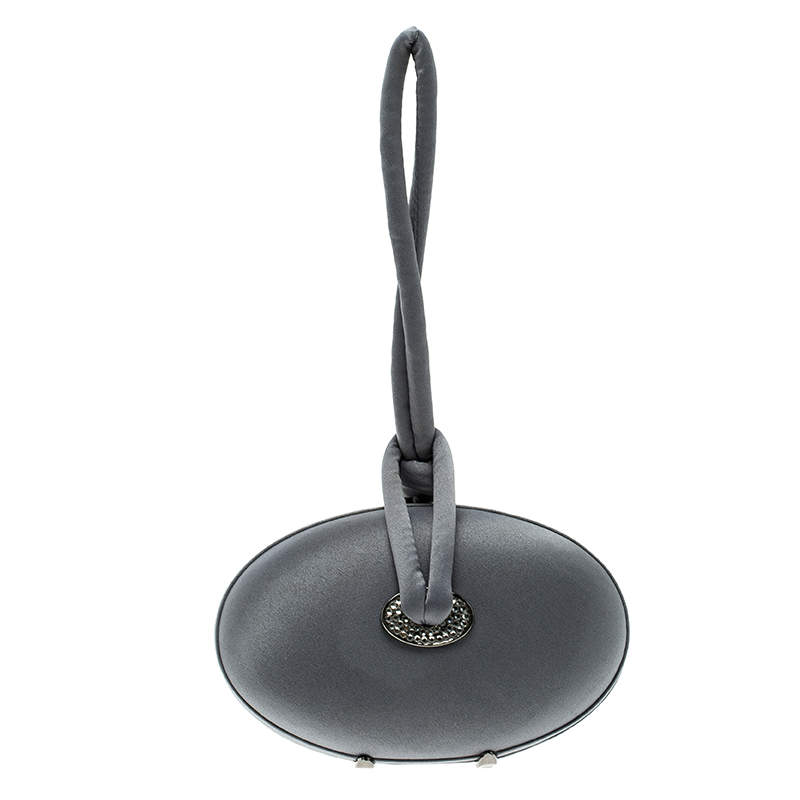 Pre Owned Alberta Ferretti Grey Satin Clutch