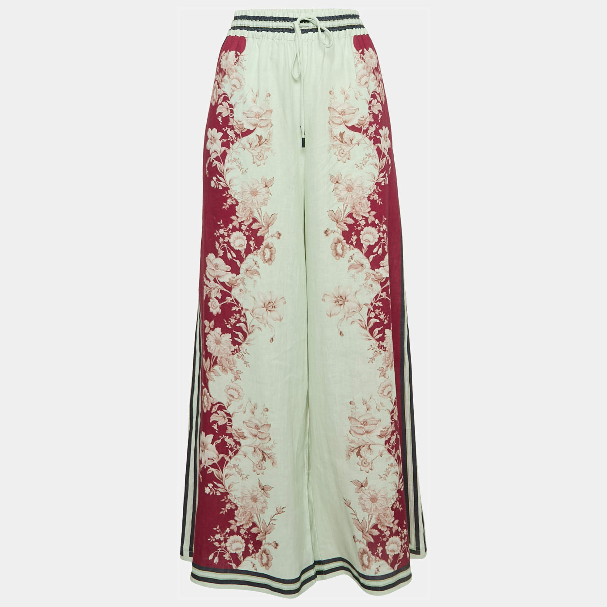 Alemais Multicolor Printed Linen Palazzo Pants M