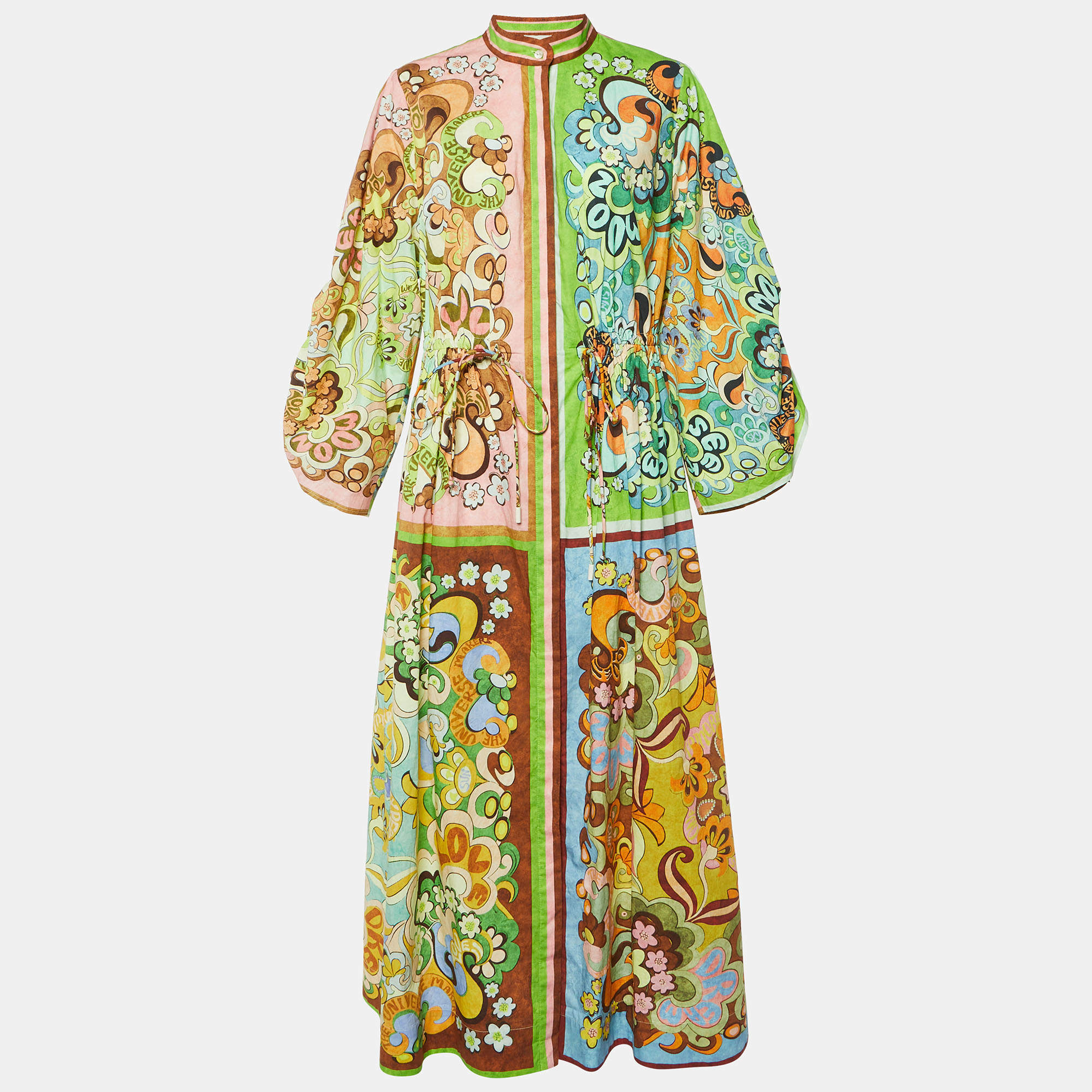 Alemais Multicolor Printed Cotton Dreamer Long Pool Dress M