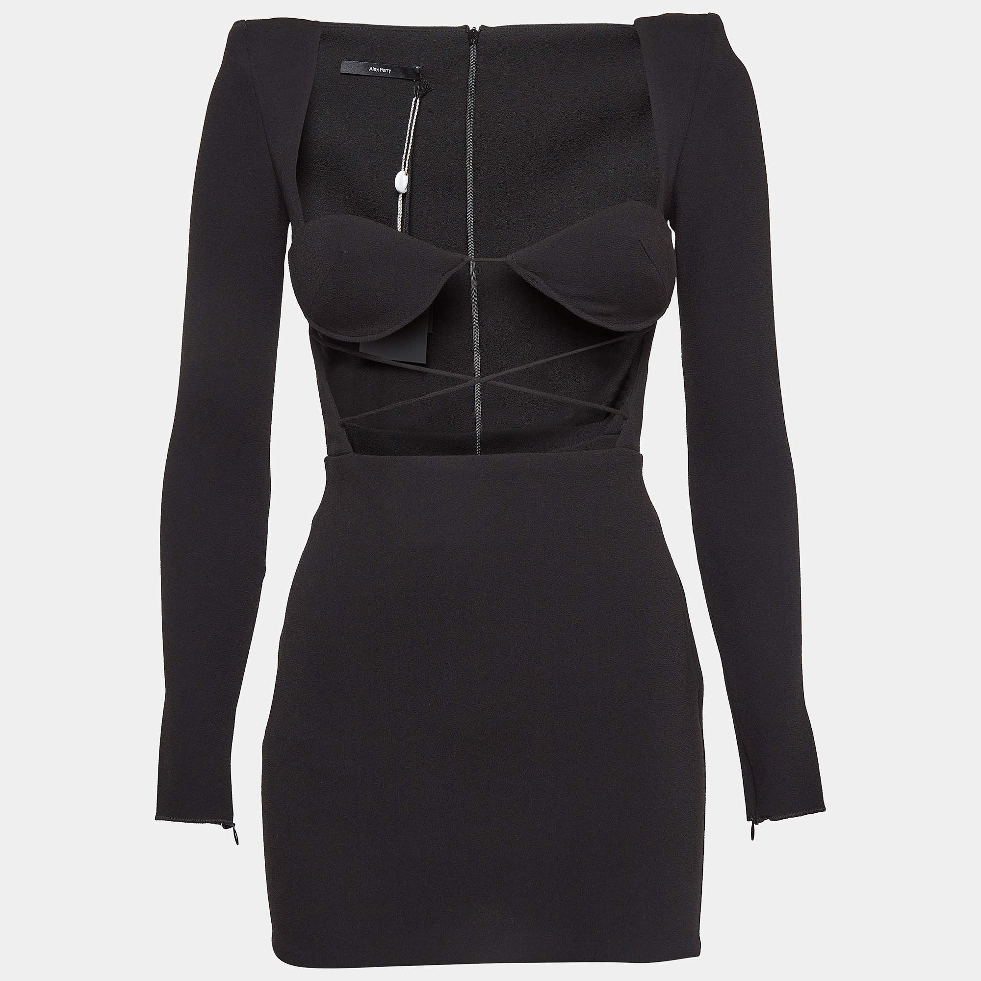 Alex Perry Black Crepe Mini Dress S