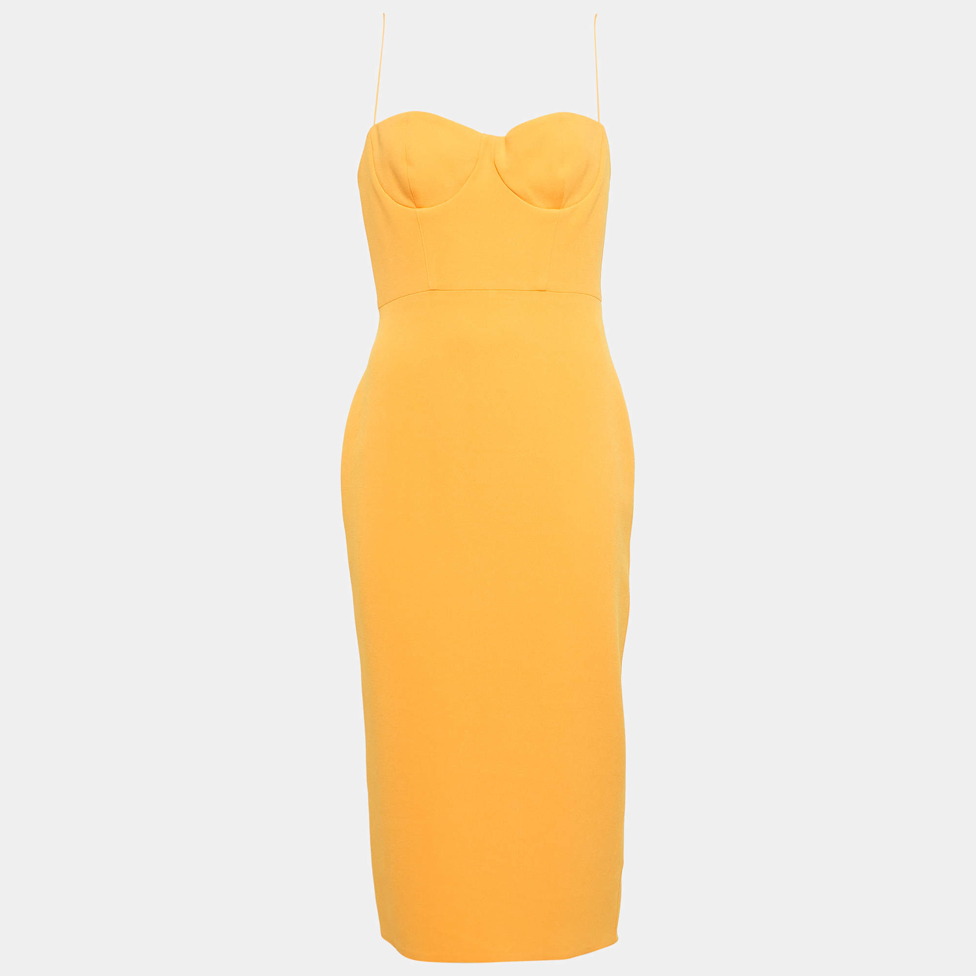 Alex Perry Orange Stretch Crepe Lee Midi Dress M