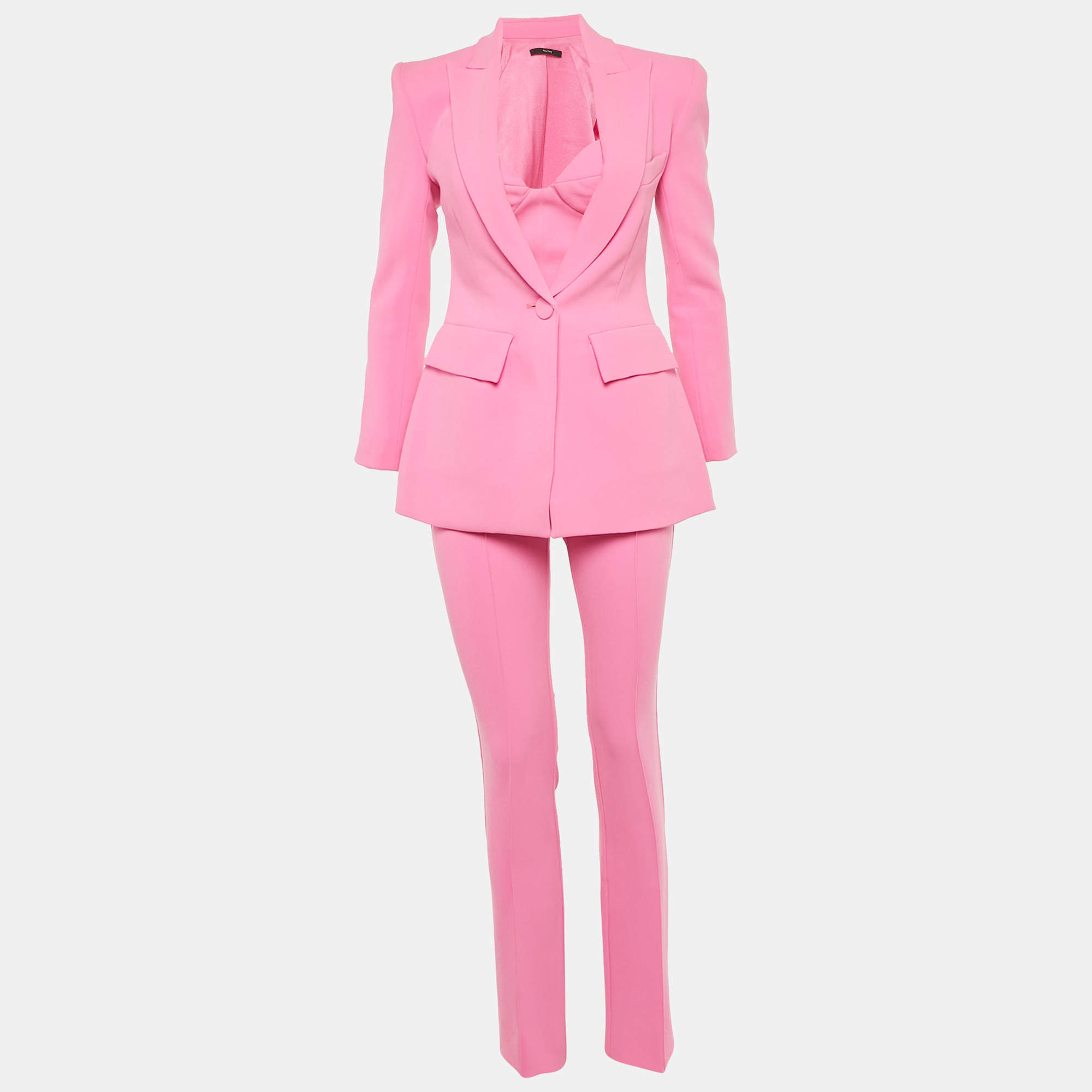 Pre Owned Alex Perry Pink Crepe 3 Piece Set S
