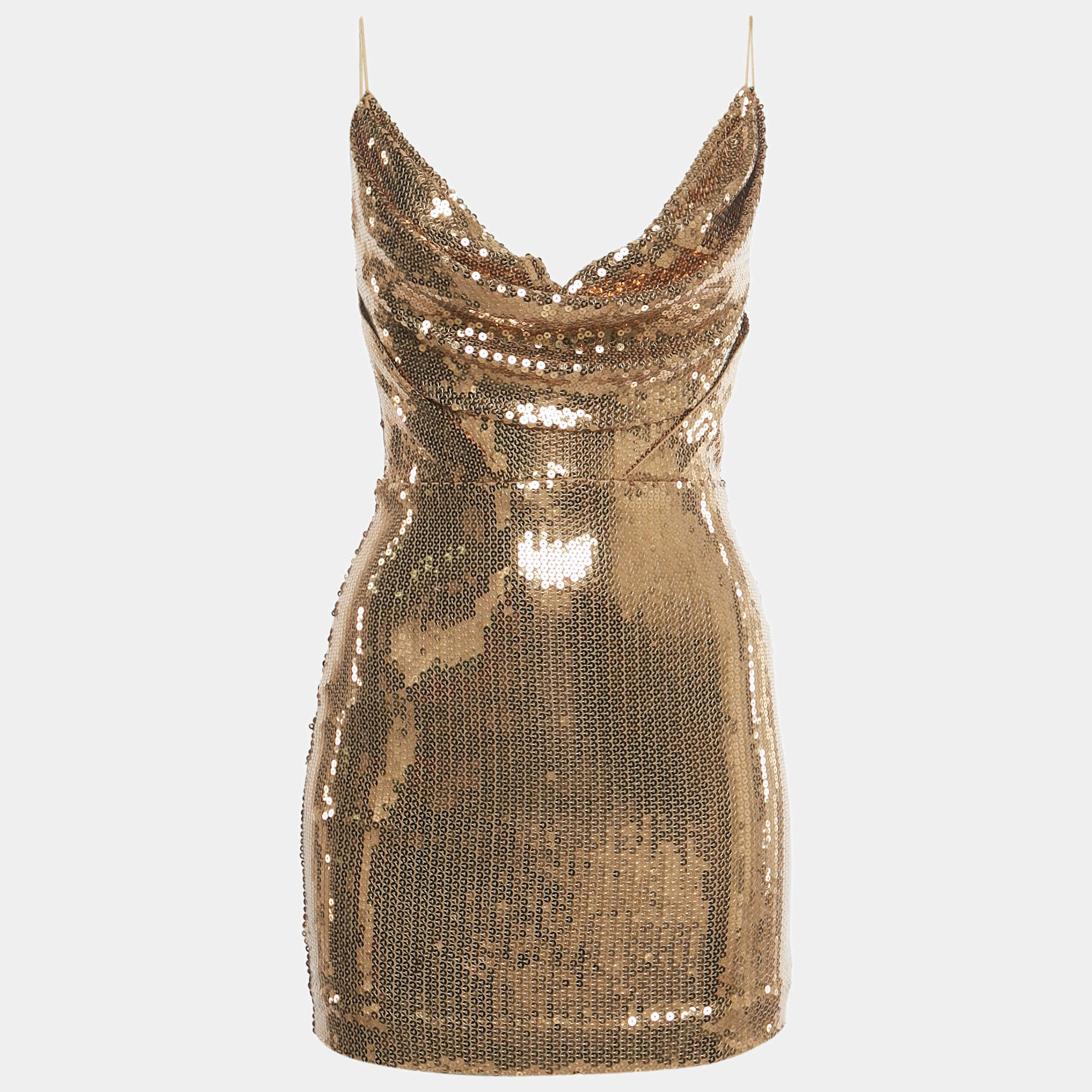 Pre Owned Alex Perry Gold Sequin Corset Mini Dress S