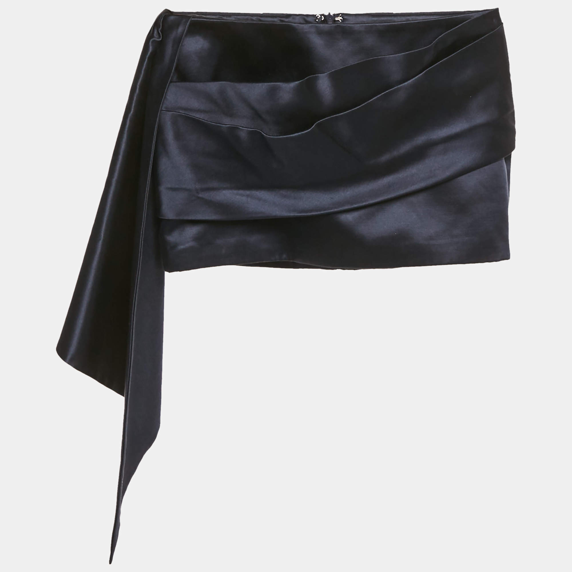 Pre Owned Alex Perry Navy Blue Silk Draped Mini Skirt S