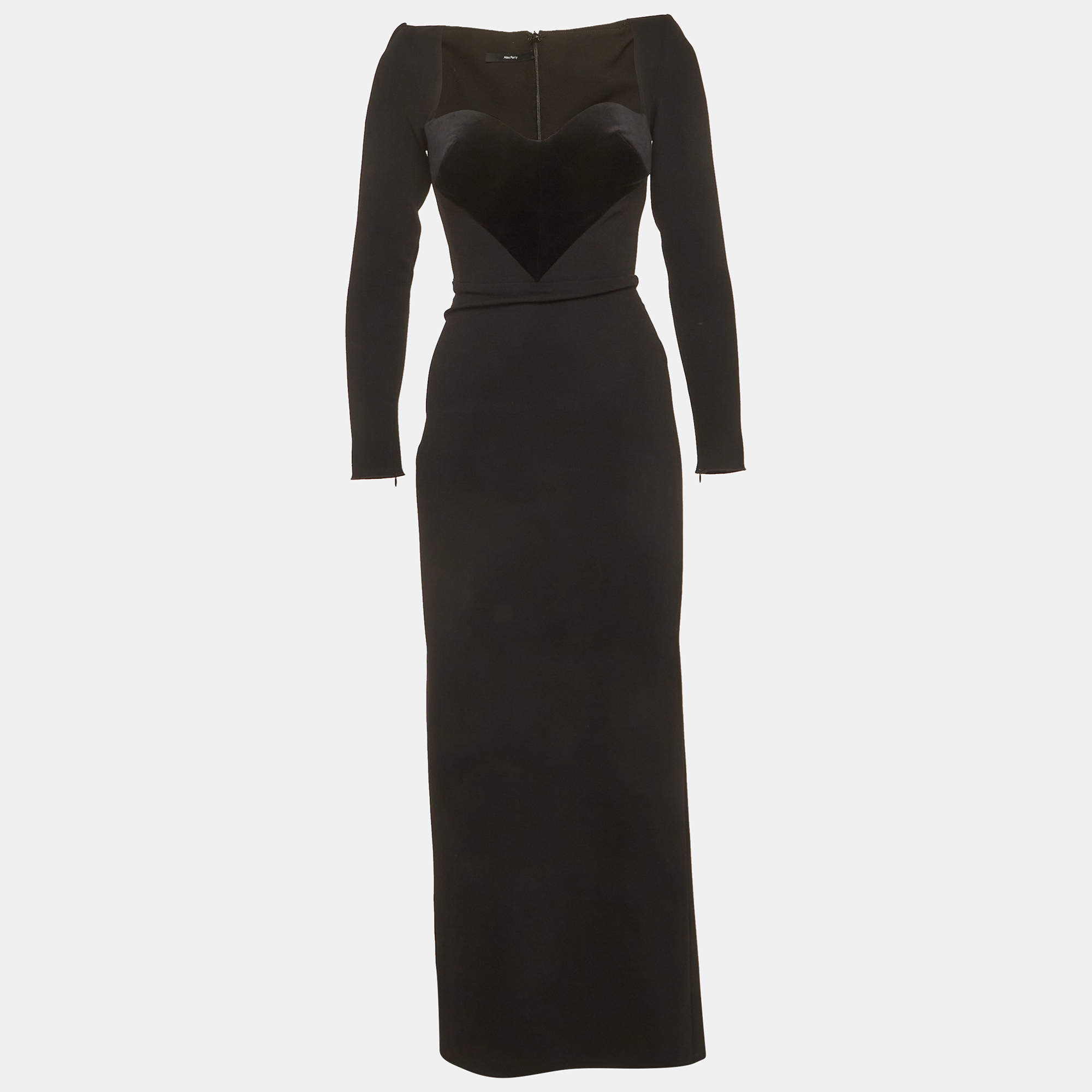 مملوكة مسبقًا فساتين أليكس بيري من الكريب الأسود مع أكمام طويلة ميدي صغير جداً الحجم