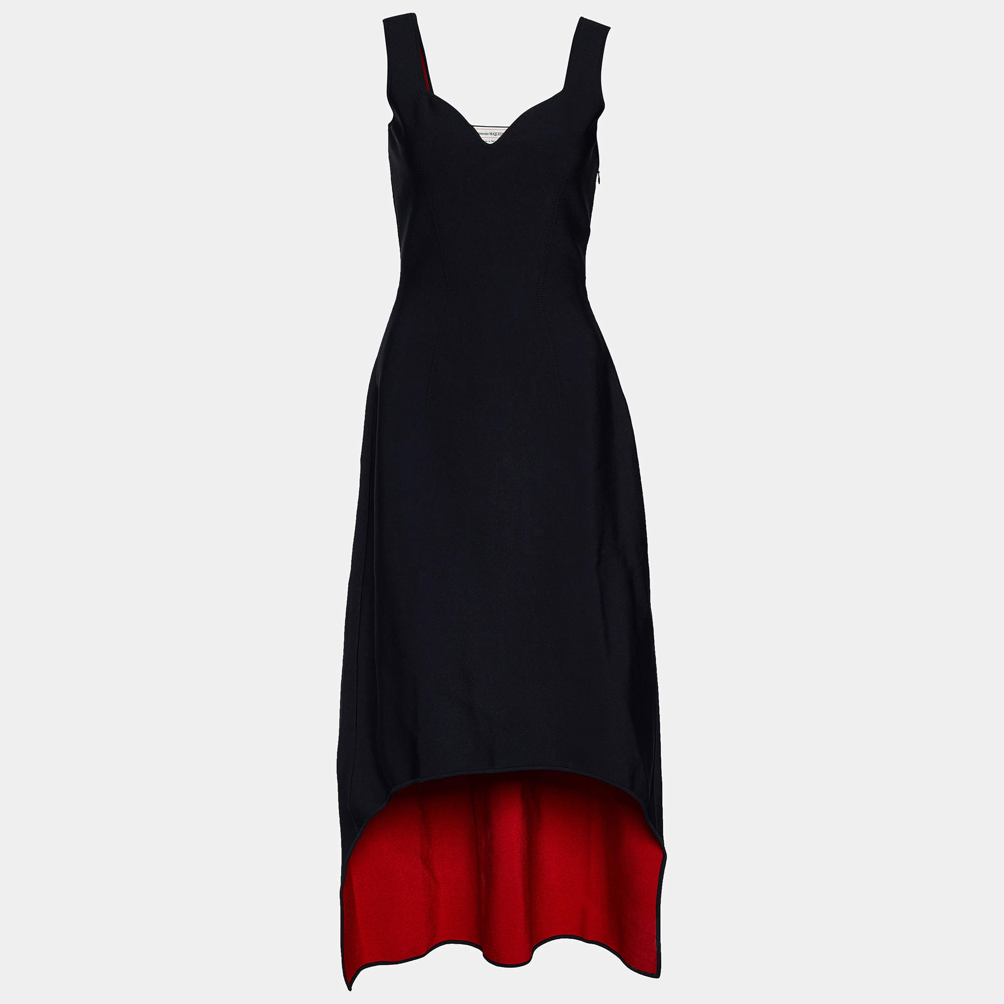 Pre Owned Alexander McQueen Black Knit Asymmetric Sleeveless Dress S