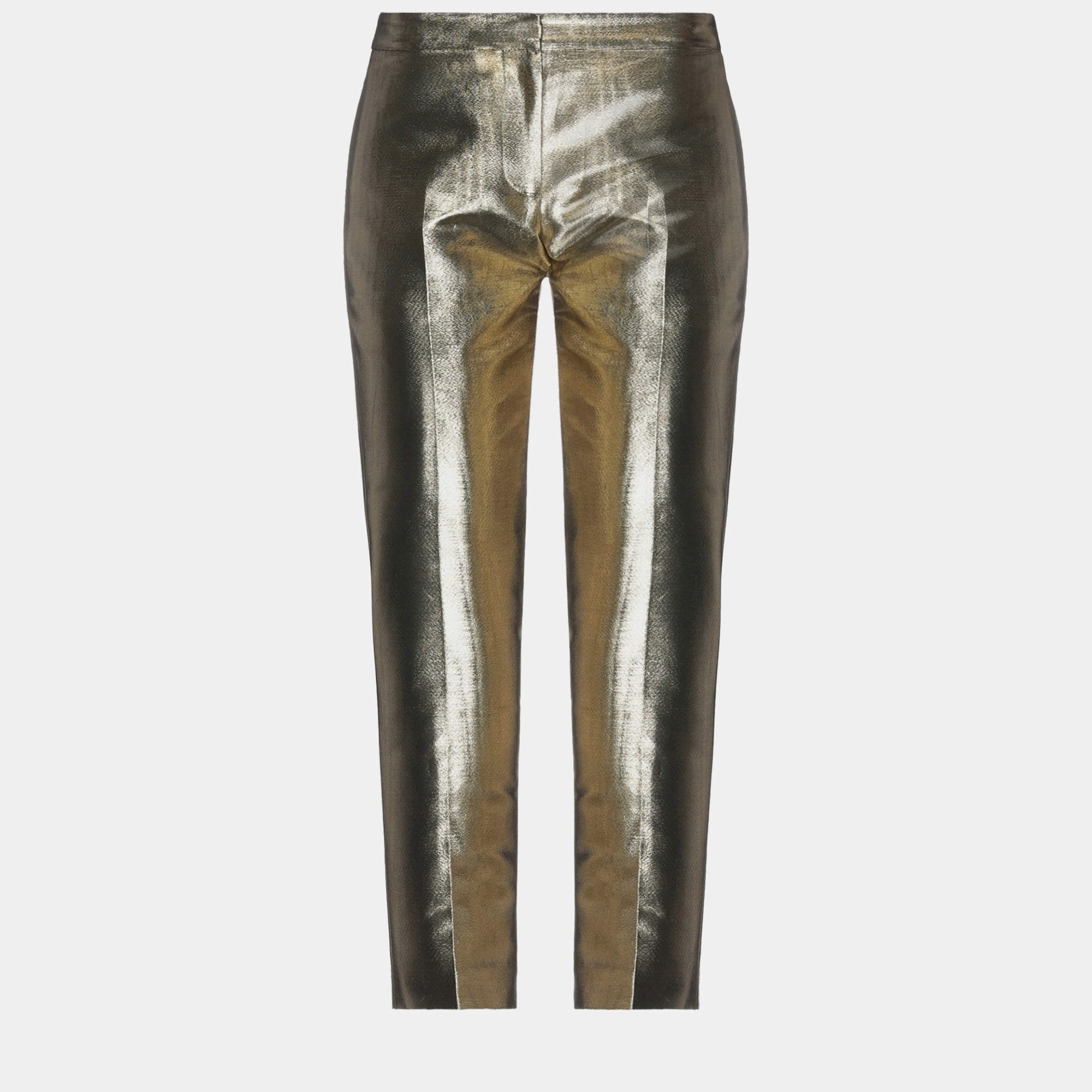 Alexander McQueen Metallic Moire Cigarette Pants Size 38