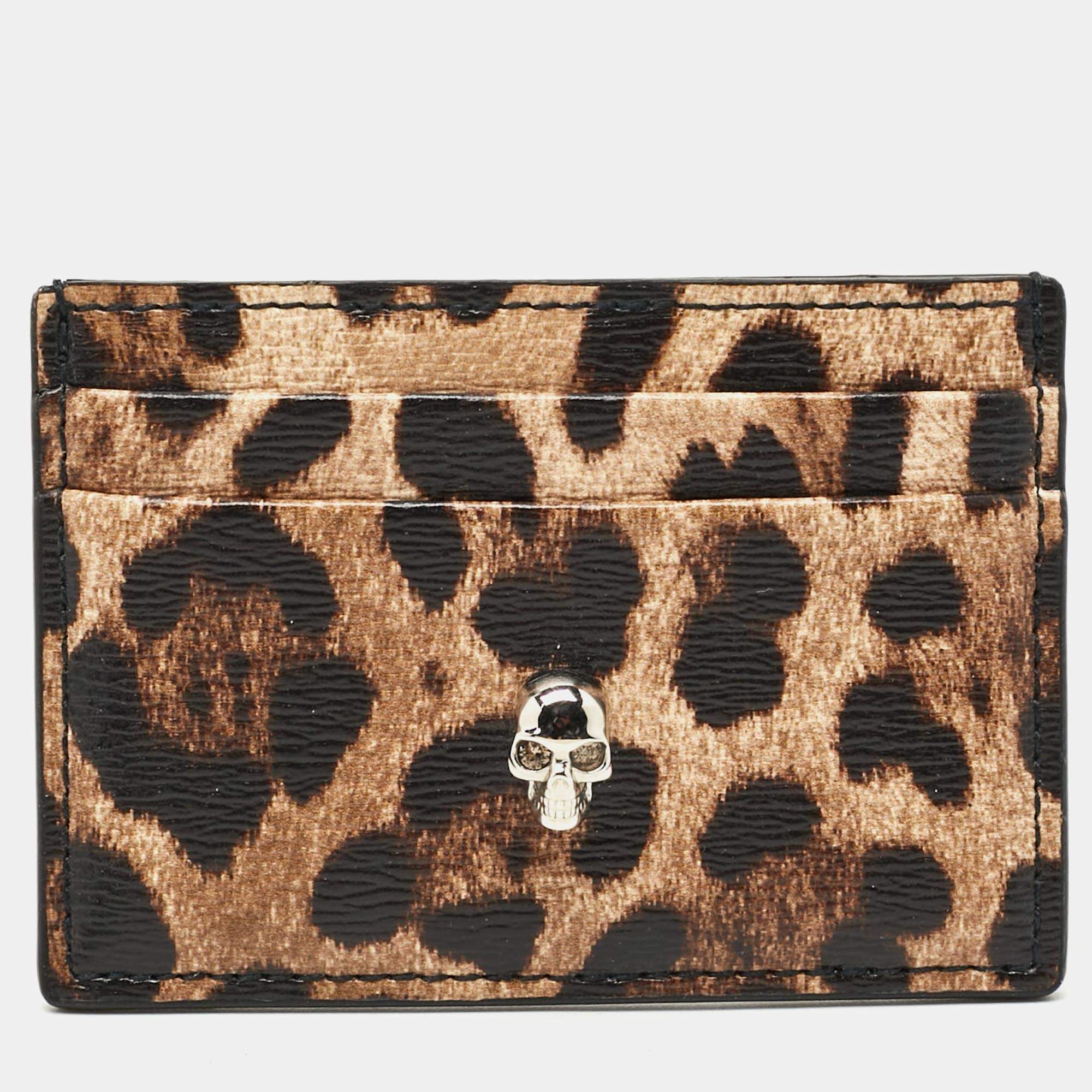 مملوكة مسبقًا حافظة بطاقات أليكساندر ماكوين جمجمة جلد نقش تمساح سوداء