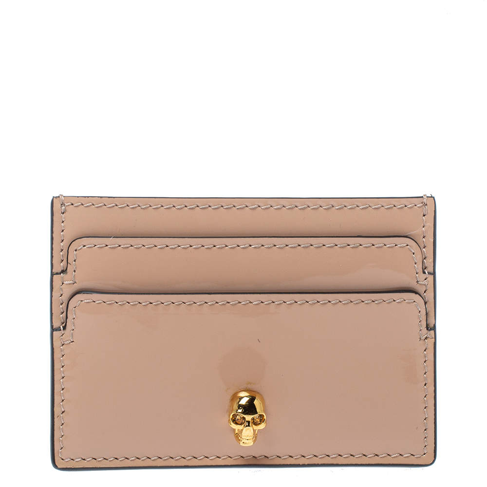 Pre Owned حافظة بطاقات أليكساندر ماكوين مزينة جمجمة جلد أسود