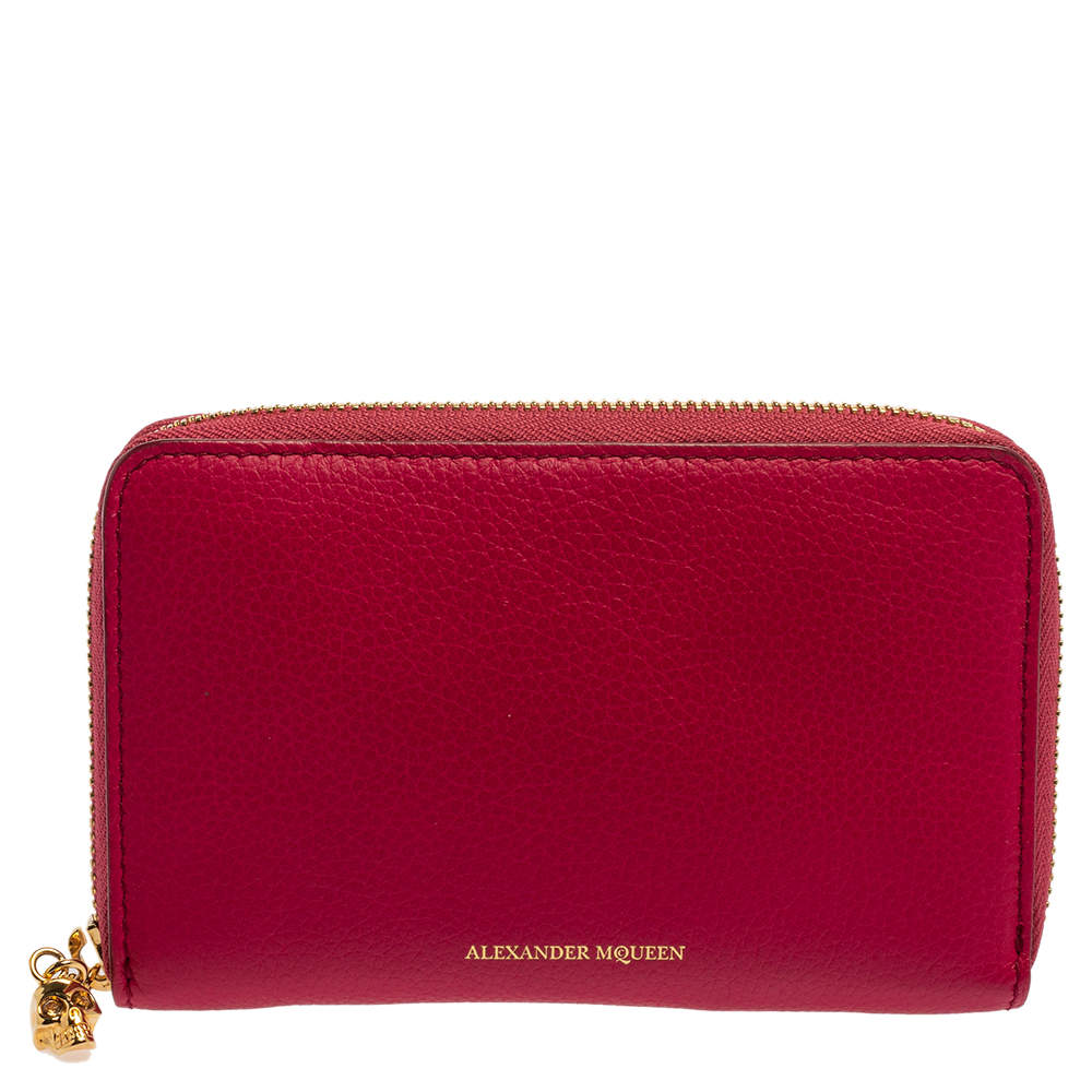 Pre Owned محفظة ألكساندر ماكوين سحاب محيط جلد فوشيا