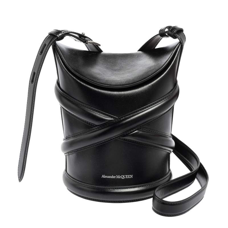 Alexander McQueen Black Leather The Curve Bag