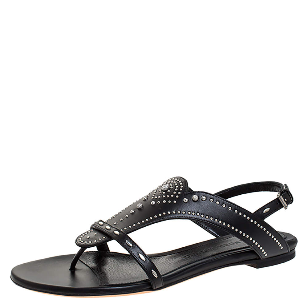 black studded slip on sandals