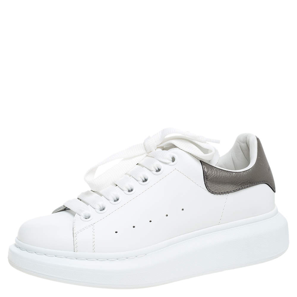 Pre Owned Alexander McQueen White Leather Oversized Low Top Sneakers Size 38