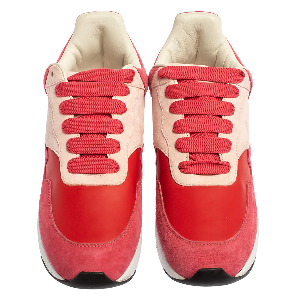 Alexander McQueen Red/Pink Suede Leather Low Top Sneakers Size 40 Alexander  McQueen