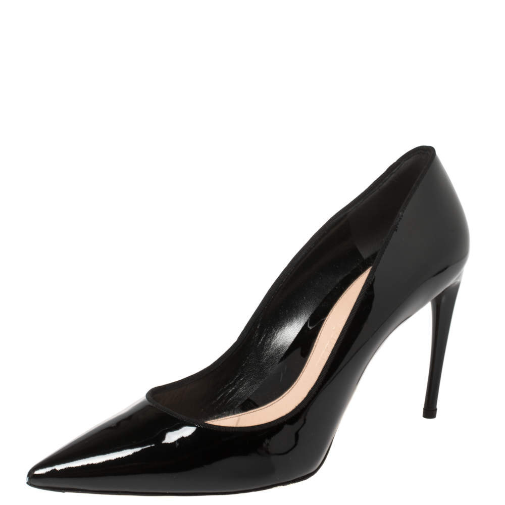 Alexander McQueen Black Patent Leather Pointed Toe Pumps Size 41