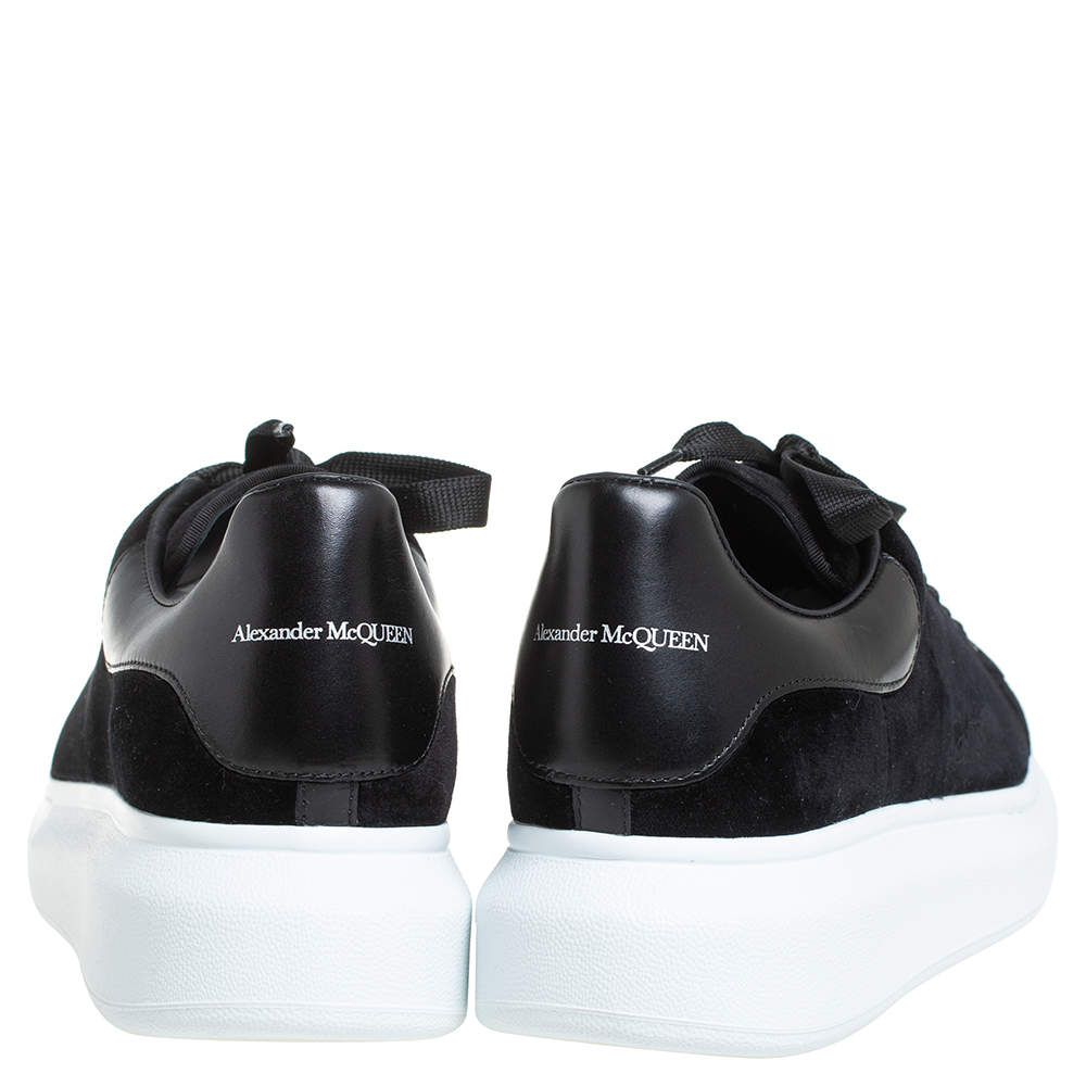 Alexander McQueen Black Velvet And Leather Oversized Low Top Sneakers Size  37.5 Alexander McQueen | The Luxury Closet