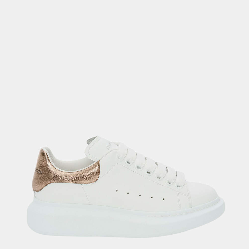 Pre Owned Alexander McQueen White/Rose Gold Oversized Sneakers Size EU 38