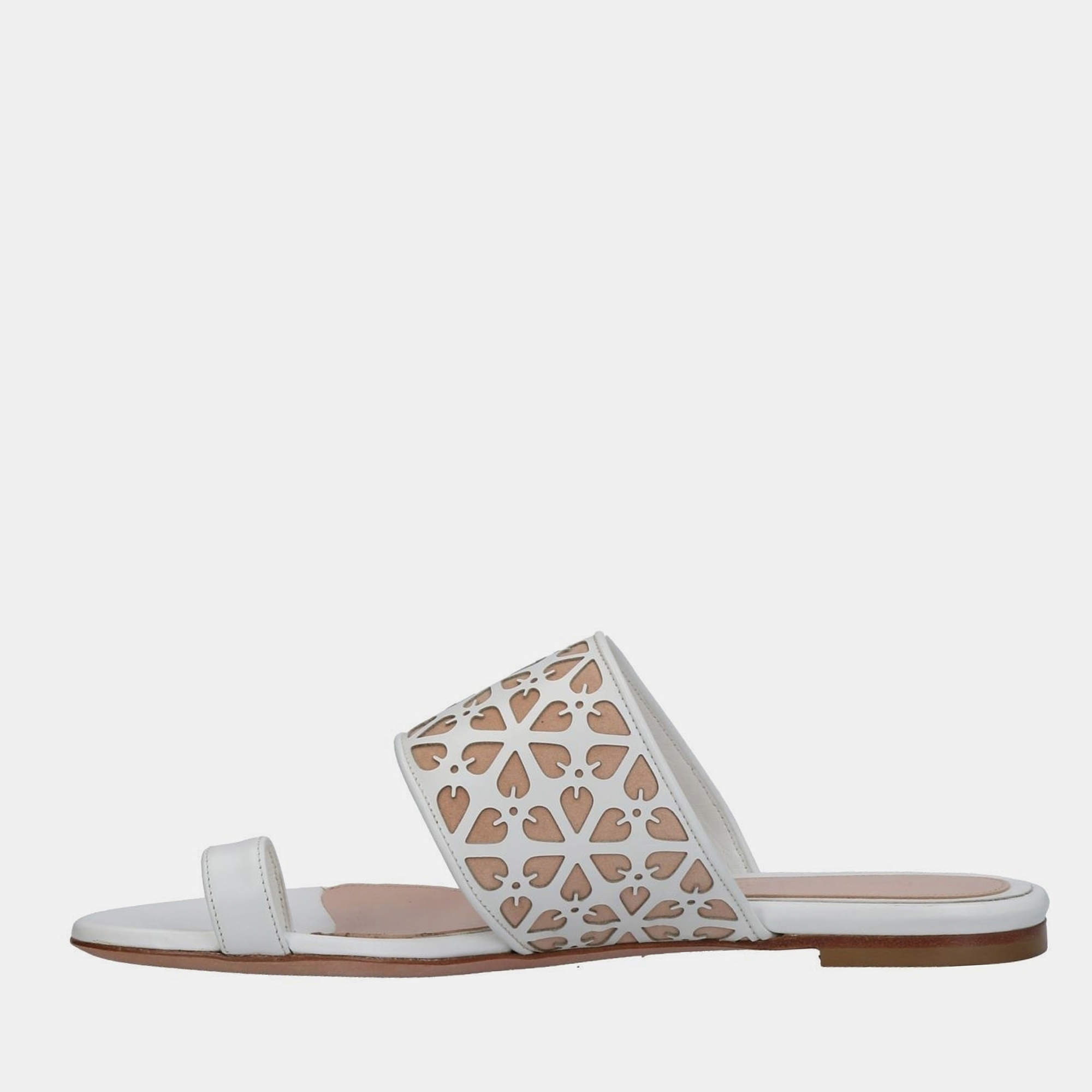 Pre Owned Alexander McQueen Leather Flat Sandals 39.5