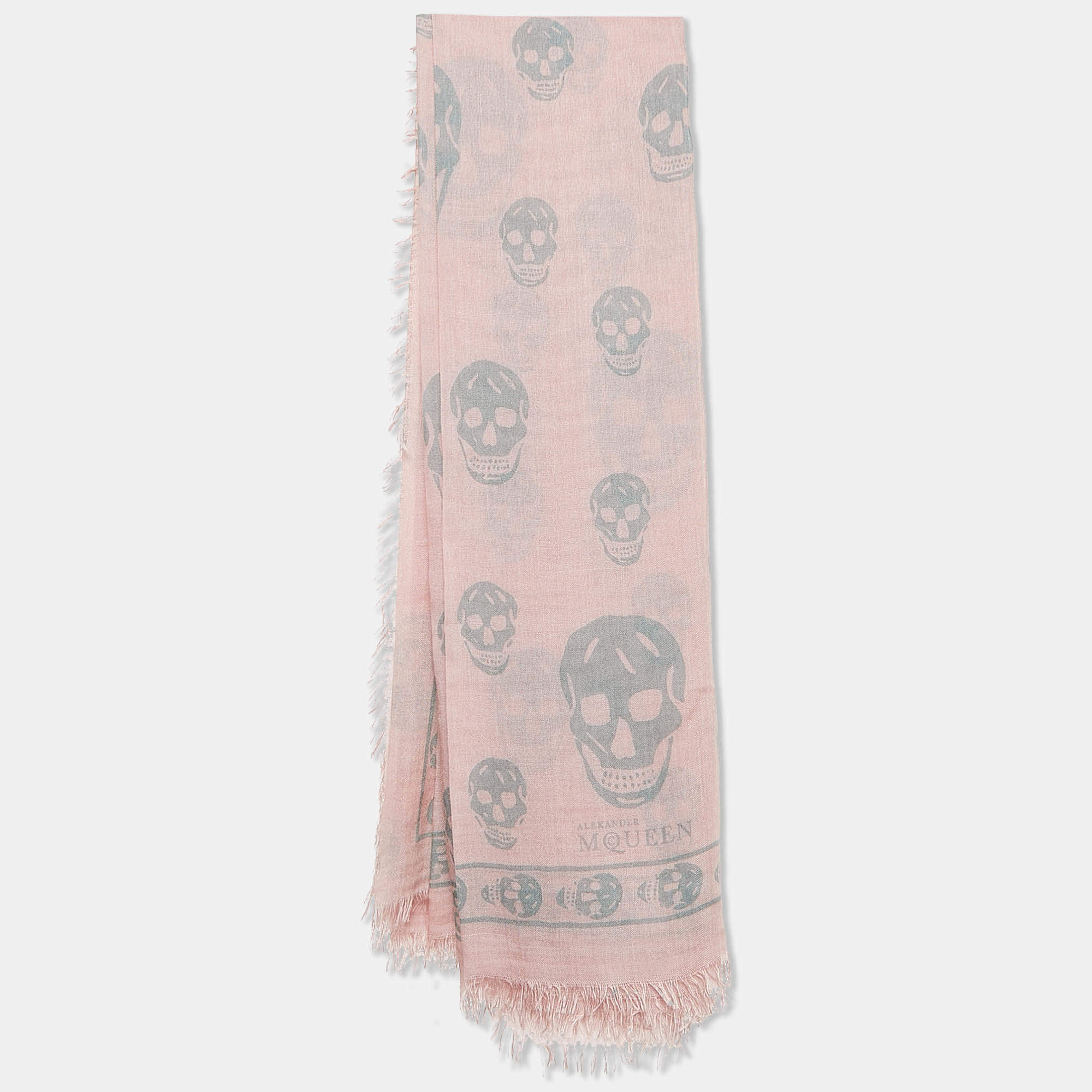 Alexander McQueen Light Pink All-Over Print Modal Scarf