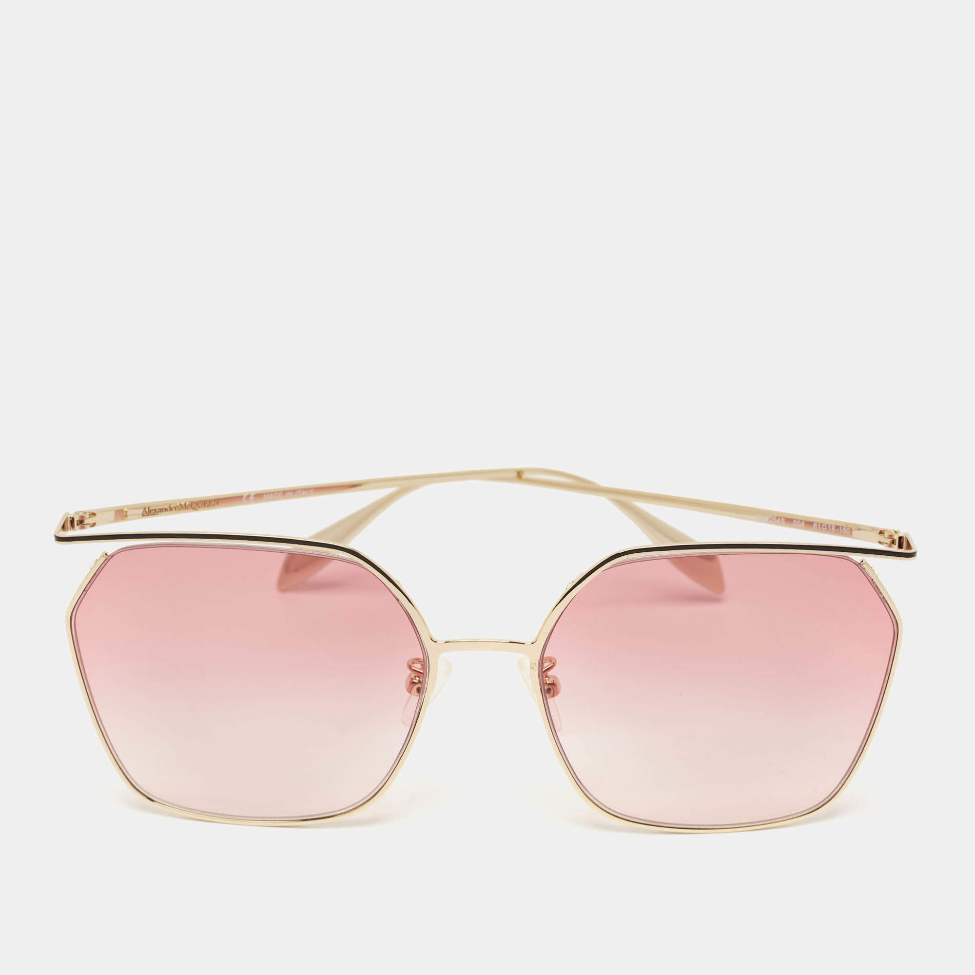 Alexander McQueen Pink Gradient AM0254S The Cut Square Sunglasses
