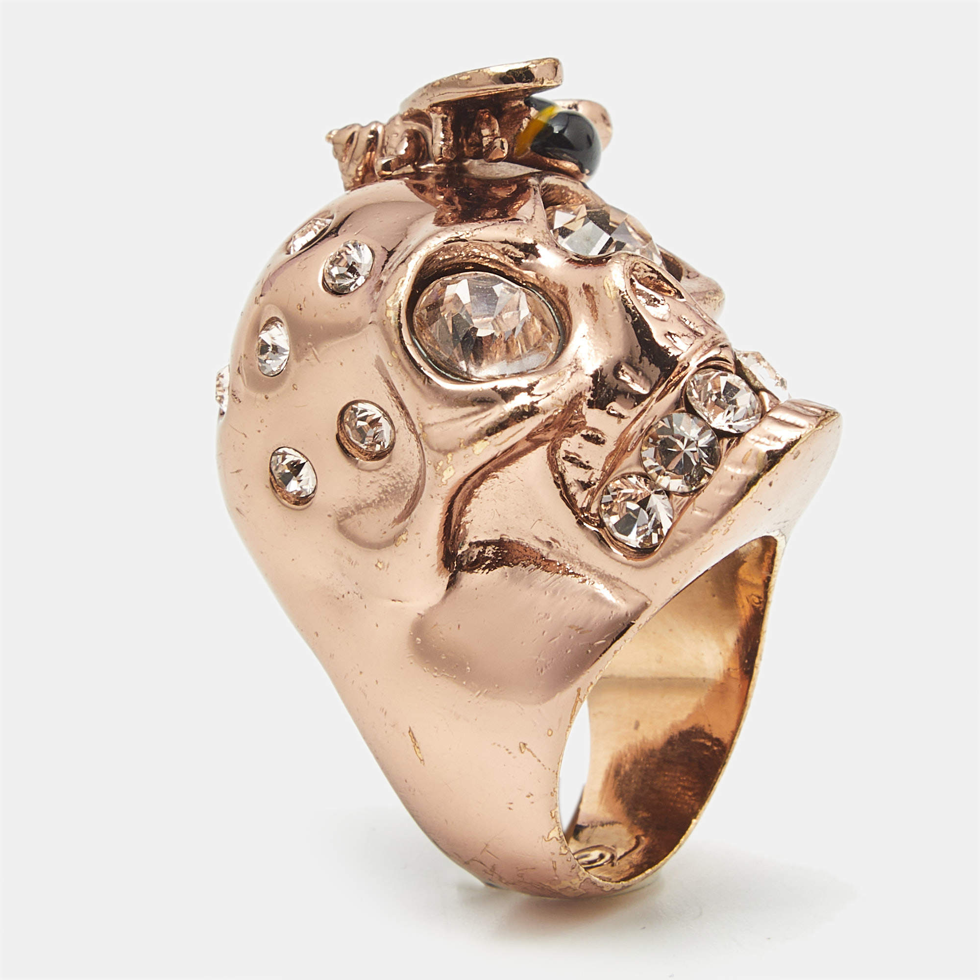 【関税込み】McQueen シルバー Skull リング Alexander McQueen The Jewelled Skull Ring | Silver | FARFETCH
