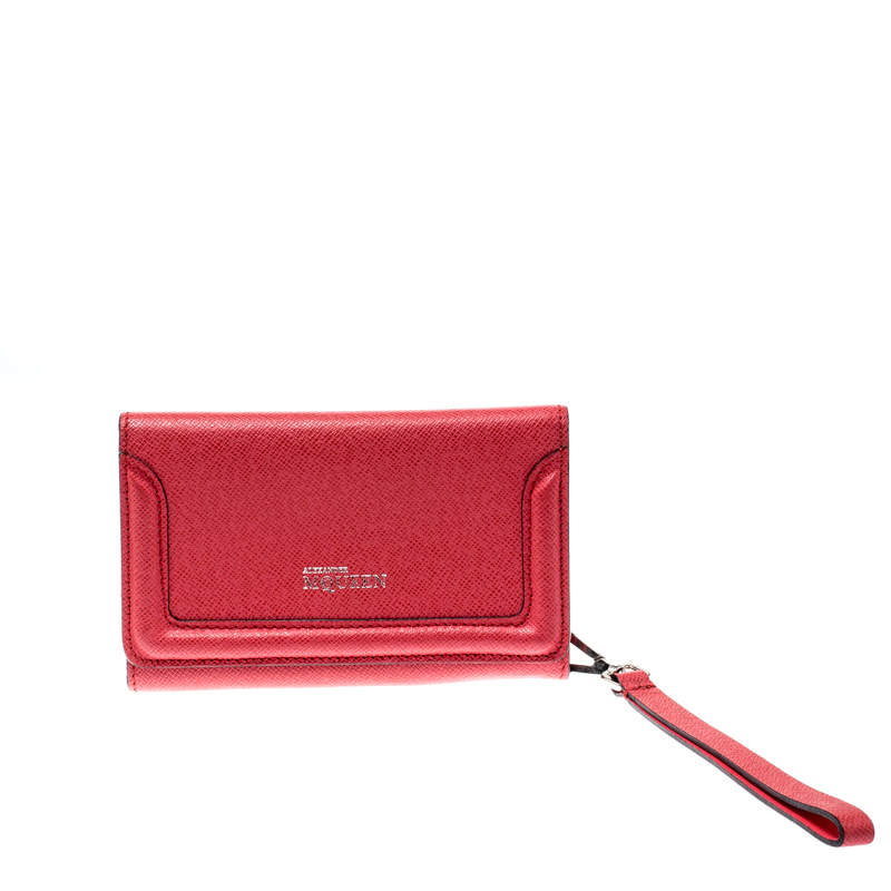 Pre Owned Alexander McQueen Pink Leather Heroine iPhone and Card Holder Case 