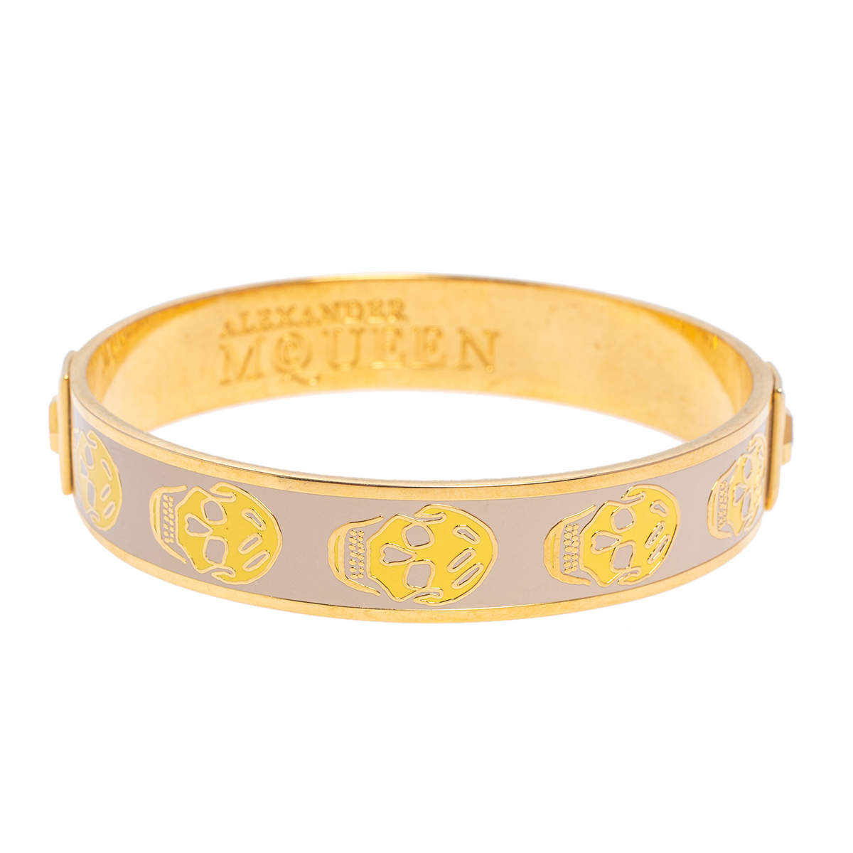 Alexander McQueen Bicolor Enamel Skull Bangle Bracelet