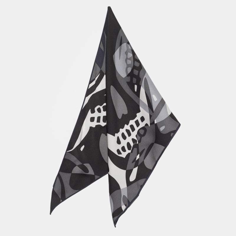 Alexander McQueen Grey Printed Silk Bandana 