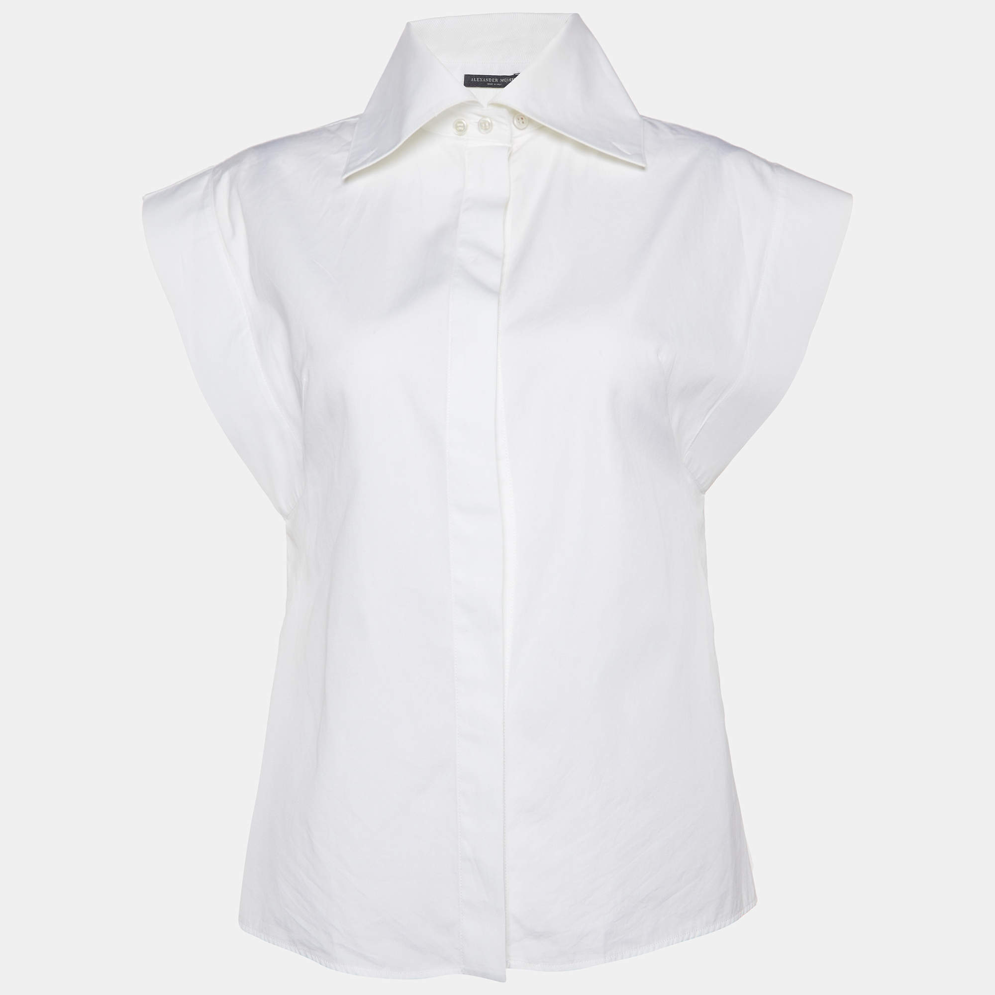 Pre Owned Alexander McQueen White Poplin Sleeveless Shirt S