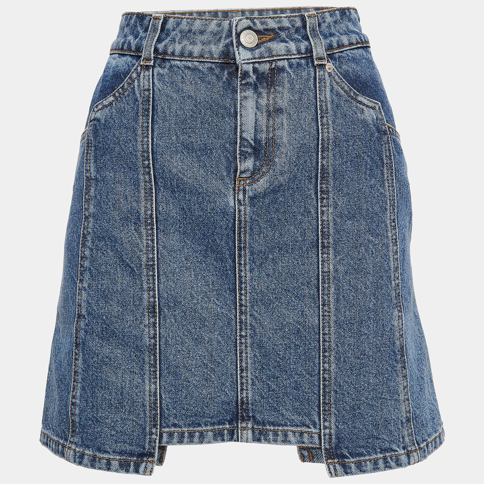 Alexander McQueen Blue Embroidered Denim Mini Skirt S